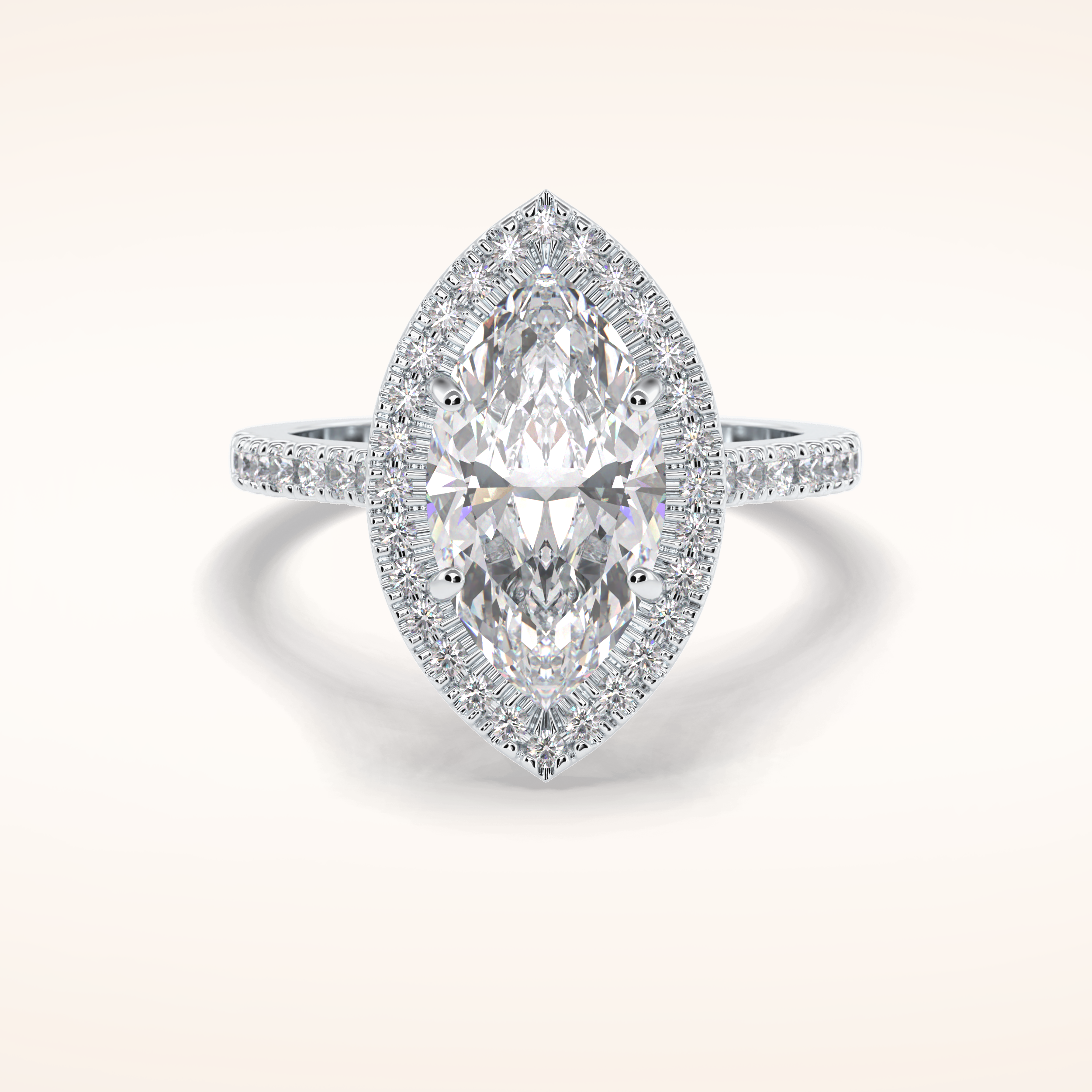 2.5 CT Round Shaped Halo & Pave Moissanite Engagement Ring