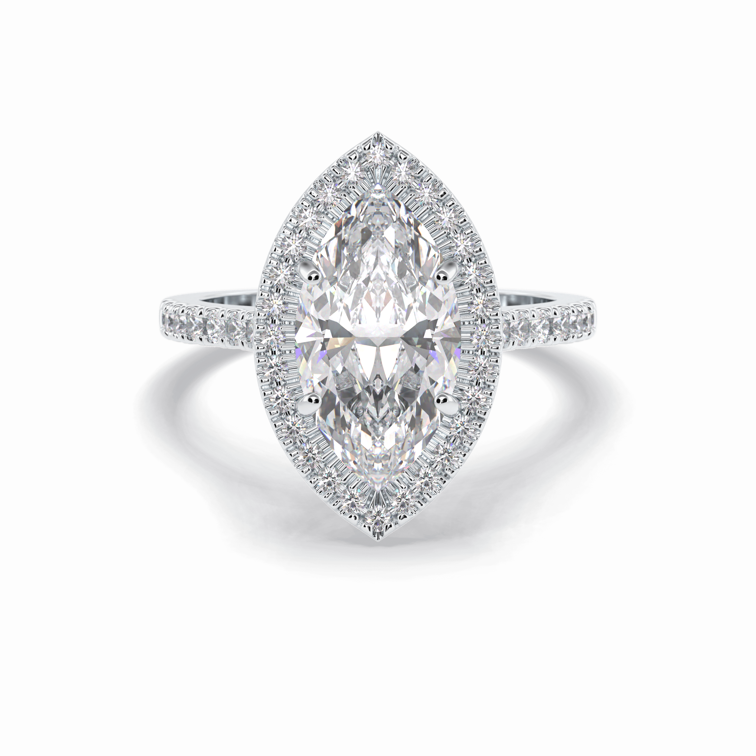 Marquise Halo & Pave Lab Grown Diamond Engagement Ring