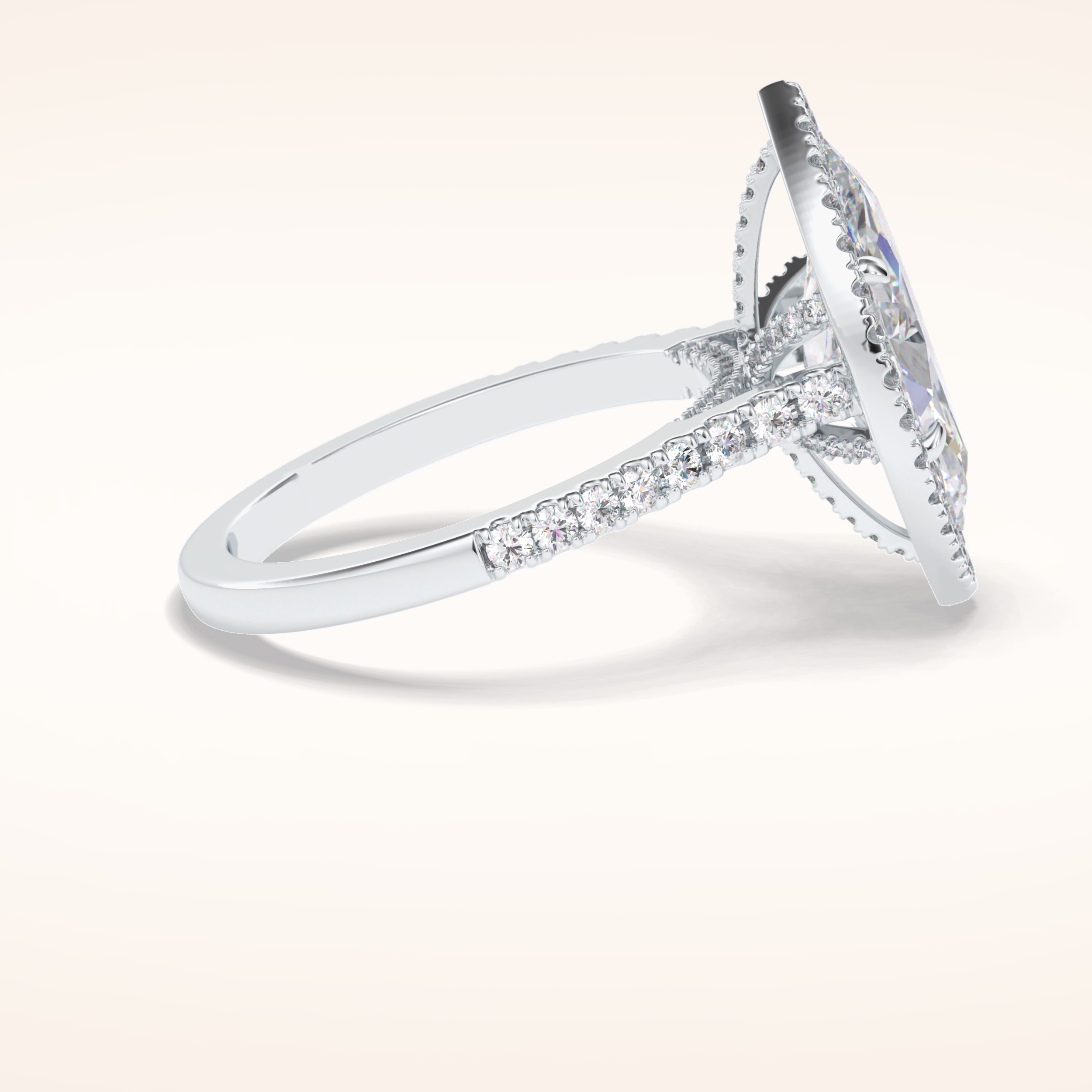 2.5 CT Round Shaped Halo & Pave Moissanite Engagement Ring