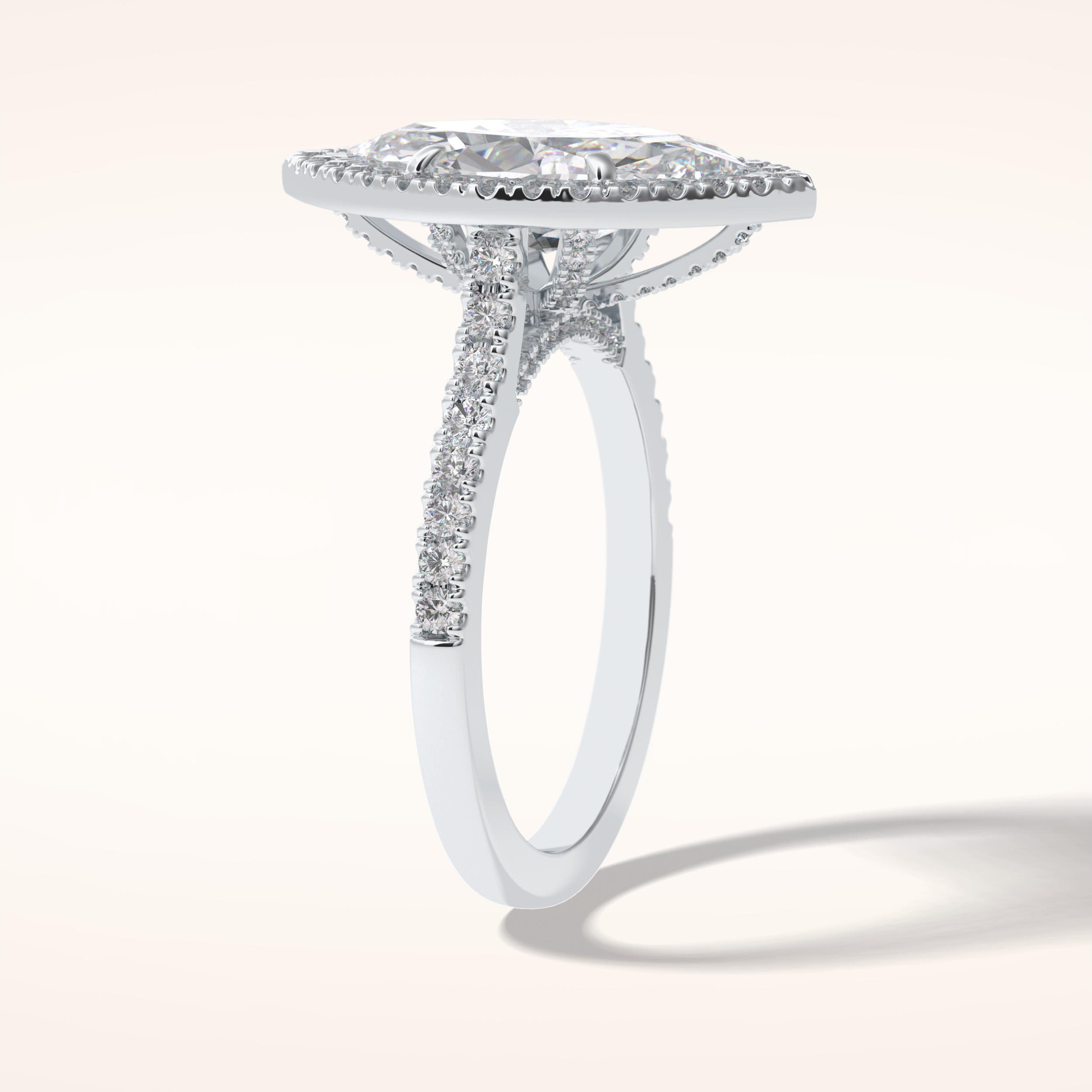 2.5 CT Round Shaped Halo & Pave Moissanite Engagement Ring