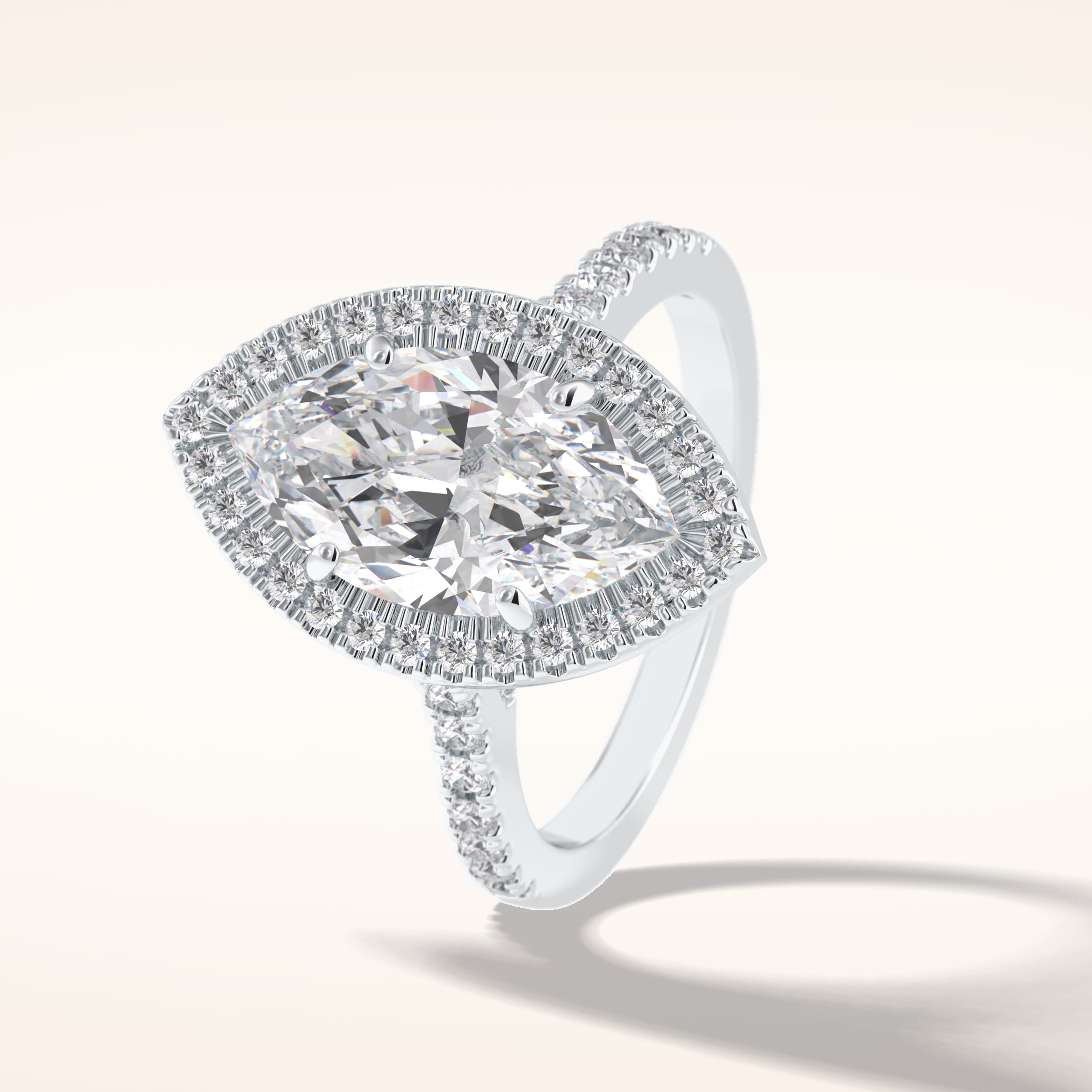 2.5 CT Round Shaped Halo & Pave Moissanite Engagement Ring