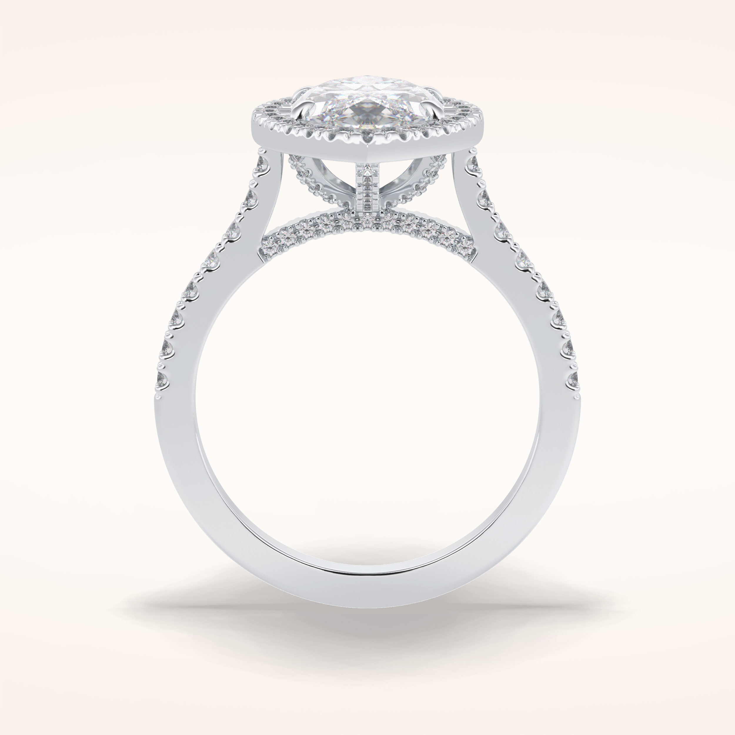 2.5 CT Round Shaped Halo & Pave Moissanite Engagement Ring