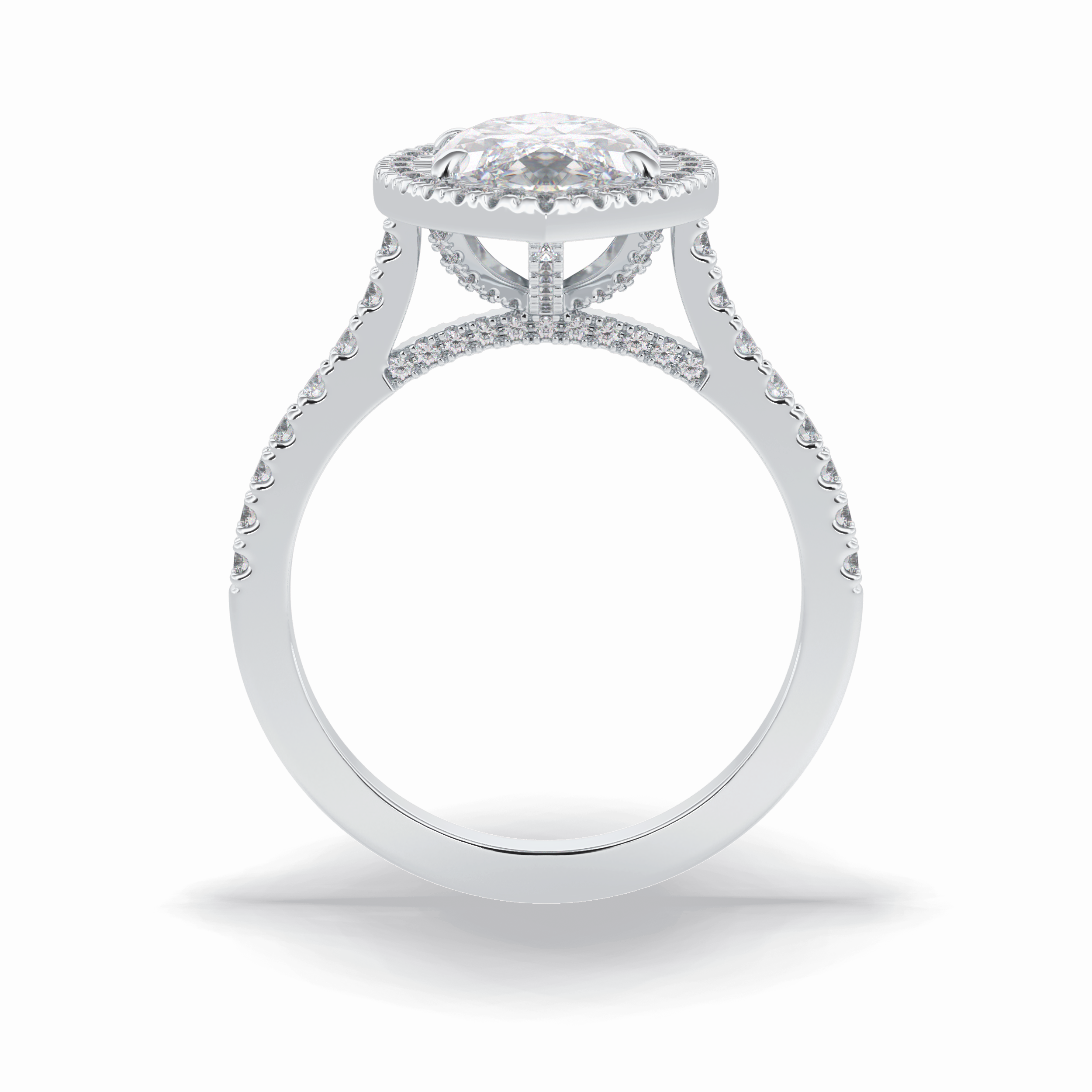 Marquise Halo & Pave Lab Grown Diamond Engagement Ring