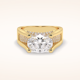 3 CT Oval Shaped Pave Moissanite Engagement Ring