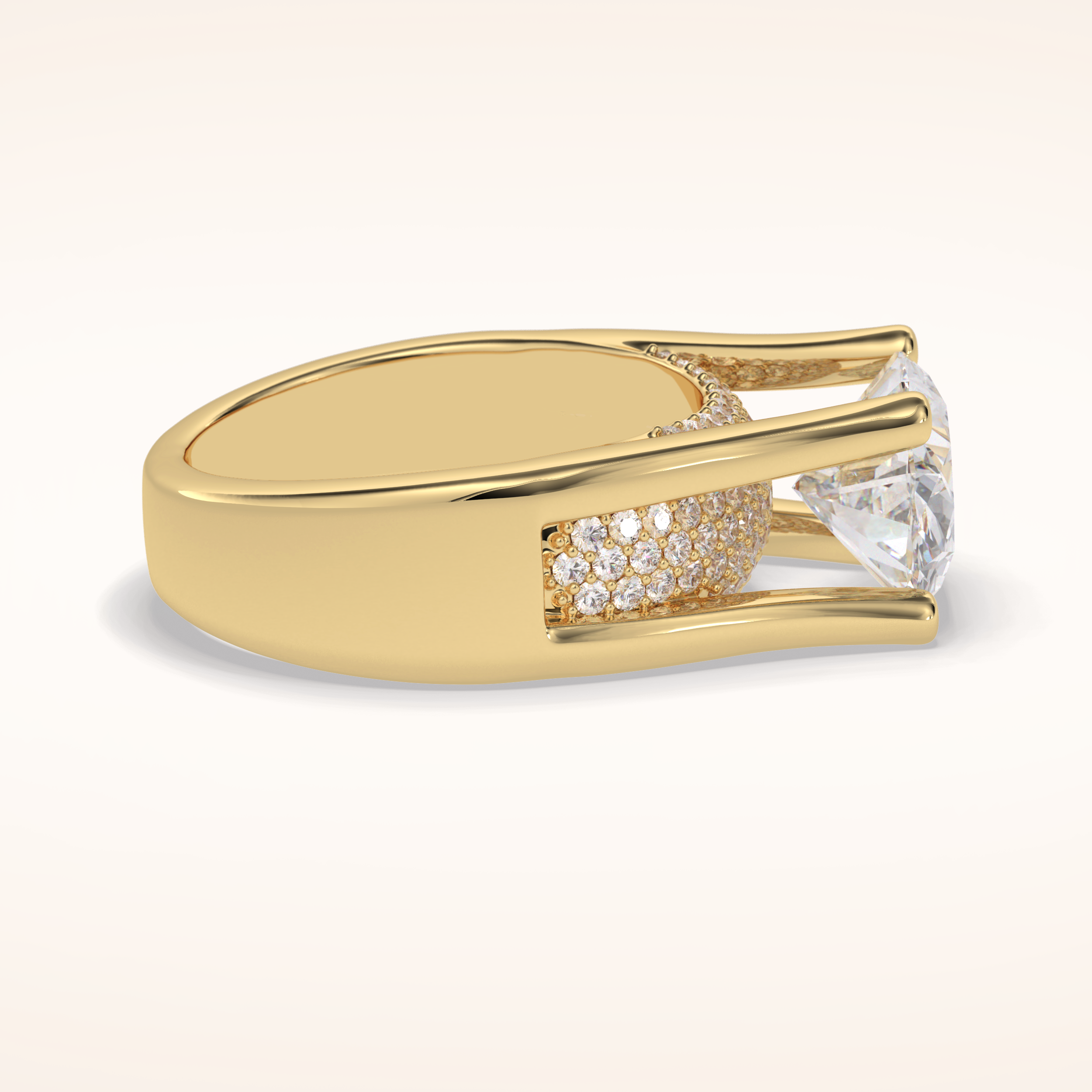 3 CT Oval Shaped Pave Moissanite Engagement Ring