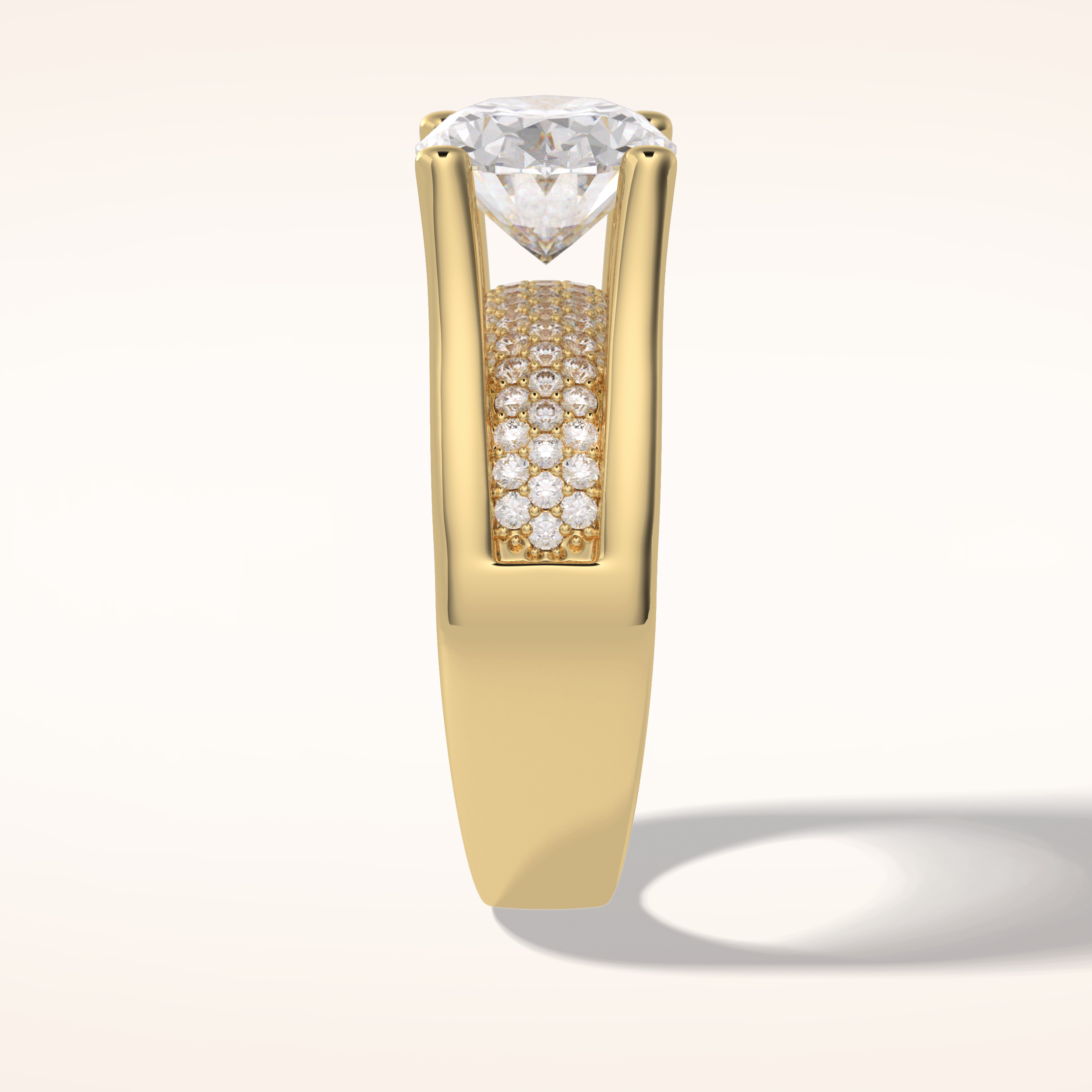 3 CT Oval Shaped Pave Moissanite Engagement Ring