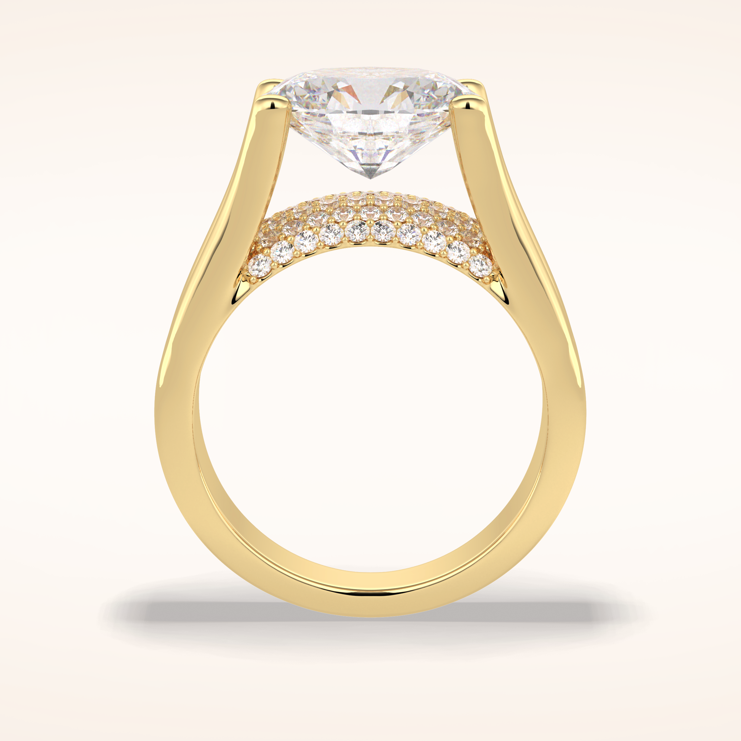 3 CT Oval Shaped Pave Moissanite Engagement Ring