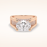 3 CT Oval Shaped Pave Moissanite Engagement Ring