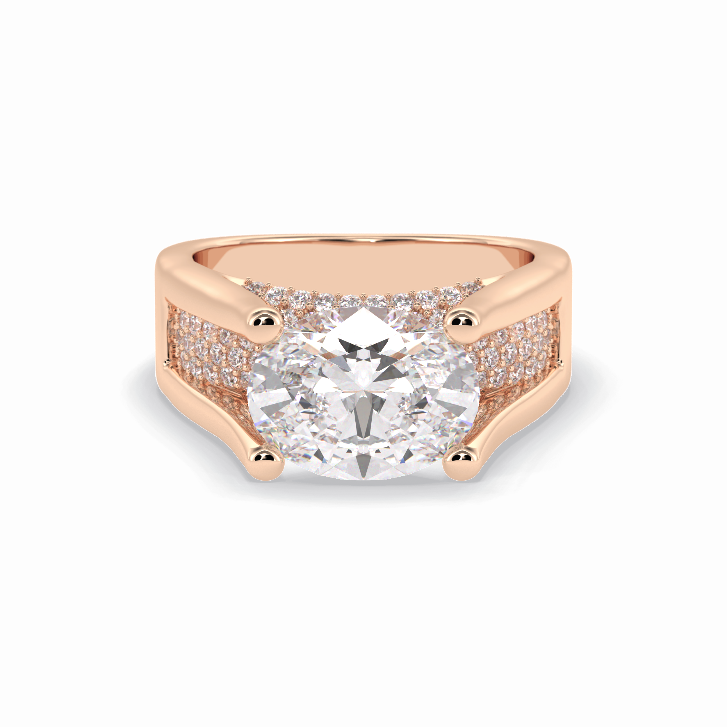 Oval Pave Lab Grown Diamond Engagement Ring
