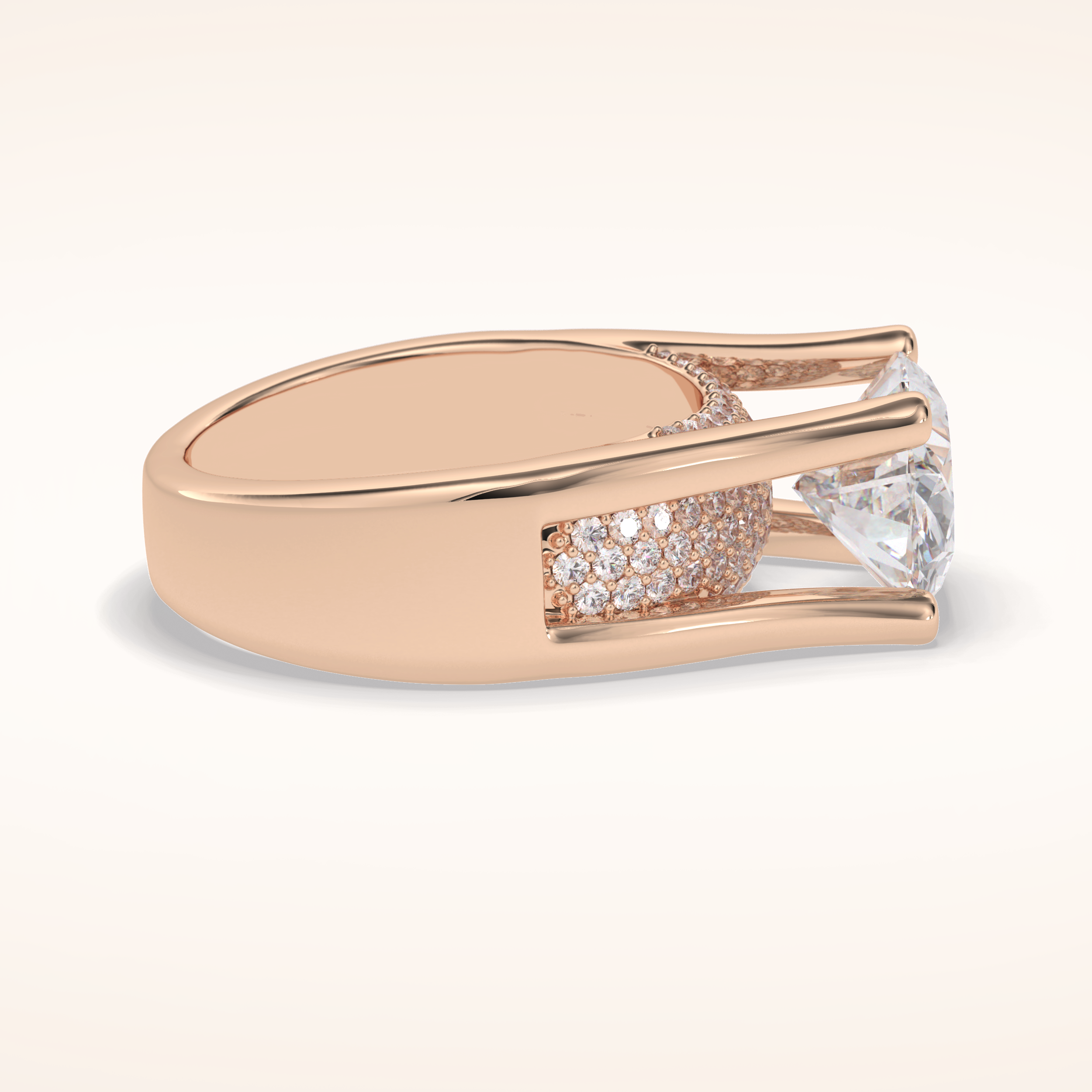3 CT Oval Shaped Pave Moissanite Engagement Ring