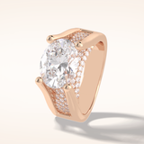 3 CT Oval Shaped Pave Moissanite Engagement Ring