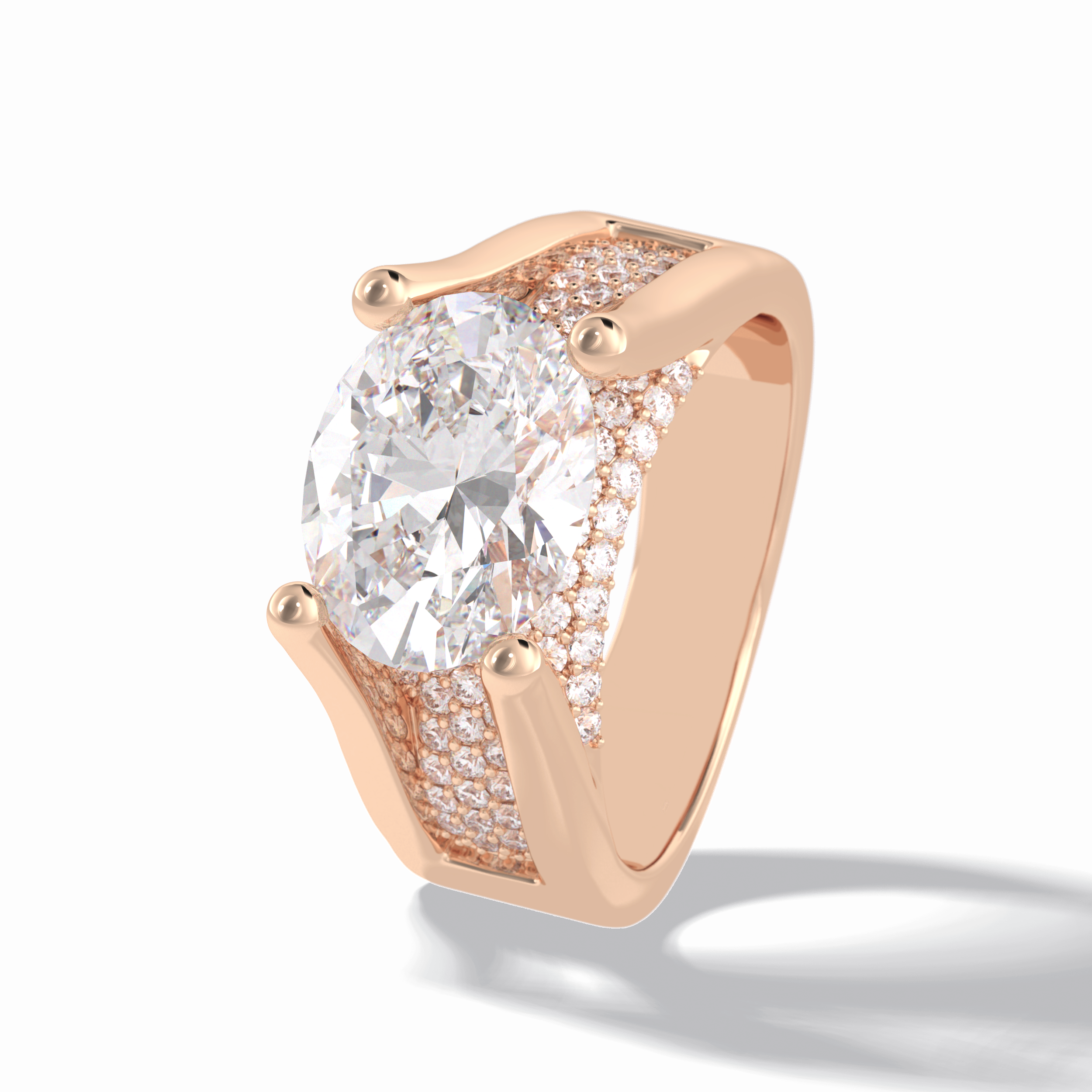Oval Pave Lab Grown Diamond Engagement Ring