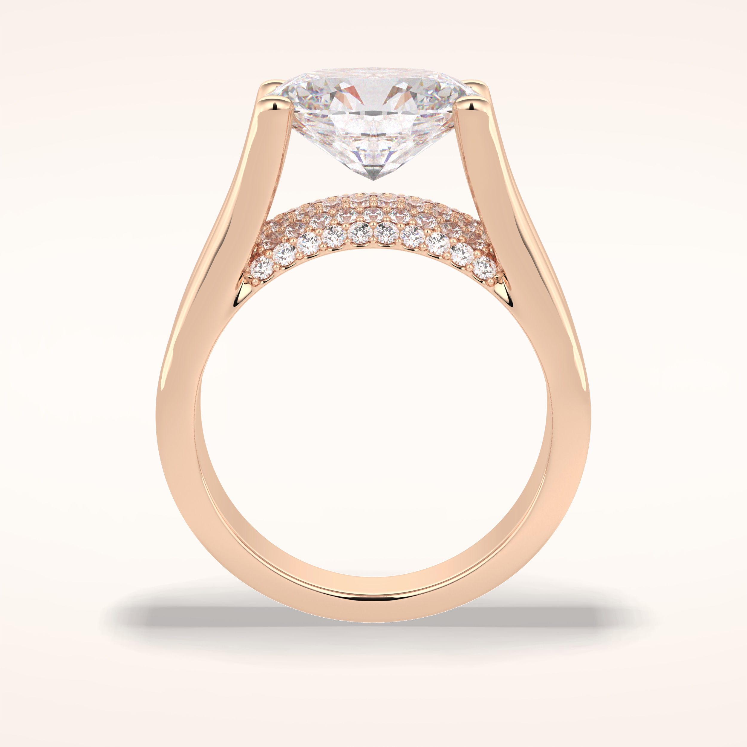 3 CT Oval Shaped Pave Moissanite Engagement Ring