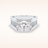 3 CT Oval Shaped Pave Moissanite Engagement Ring