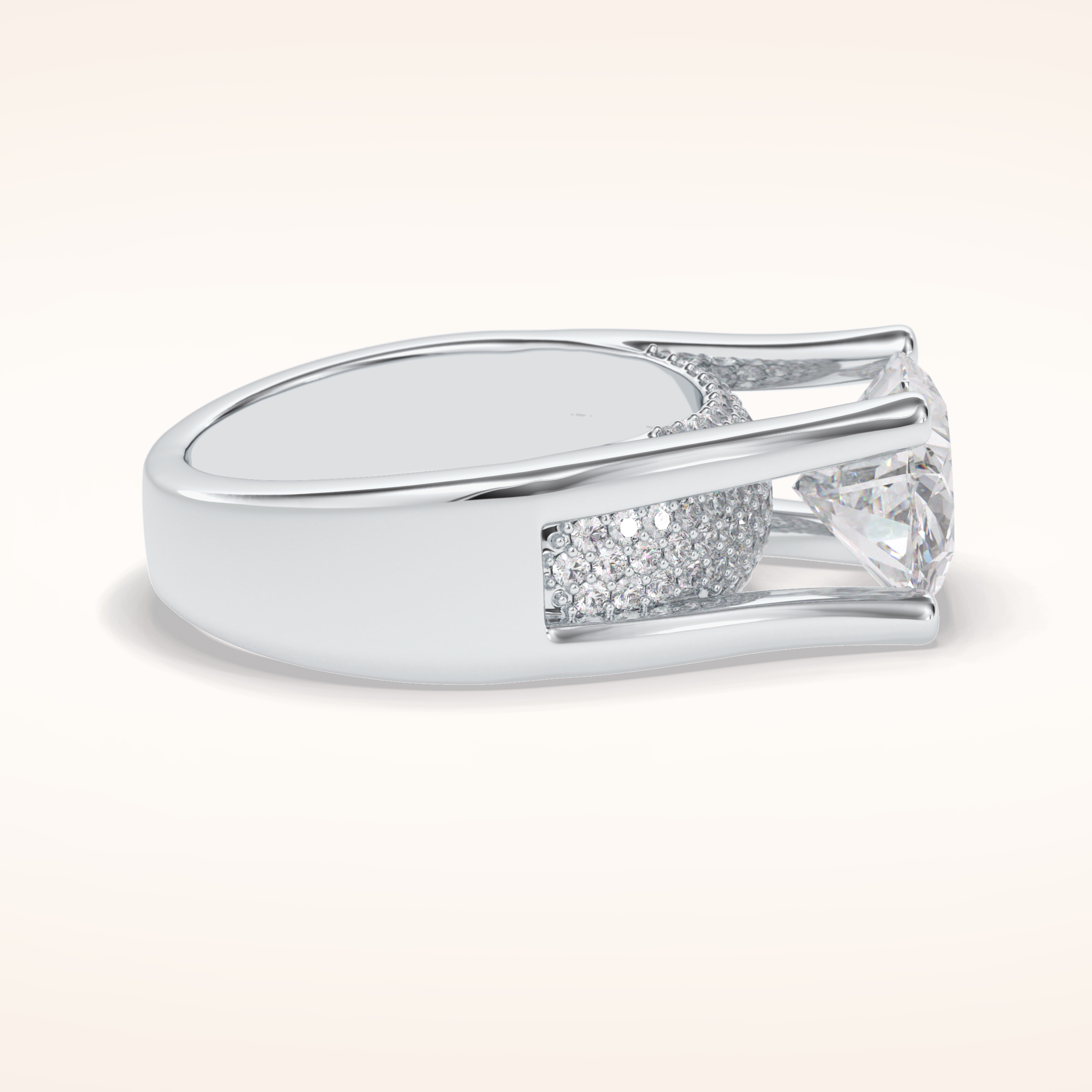 3 CT Oval Shaped Pave Moissanite Engagement Ring