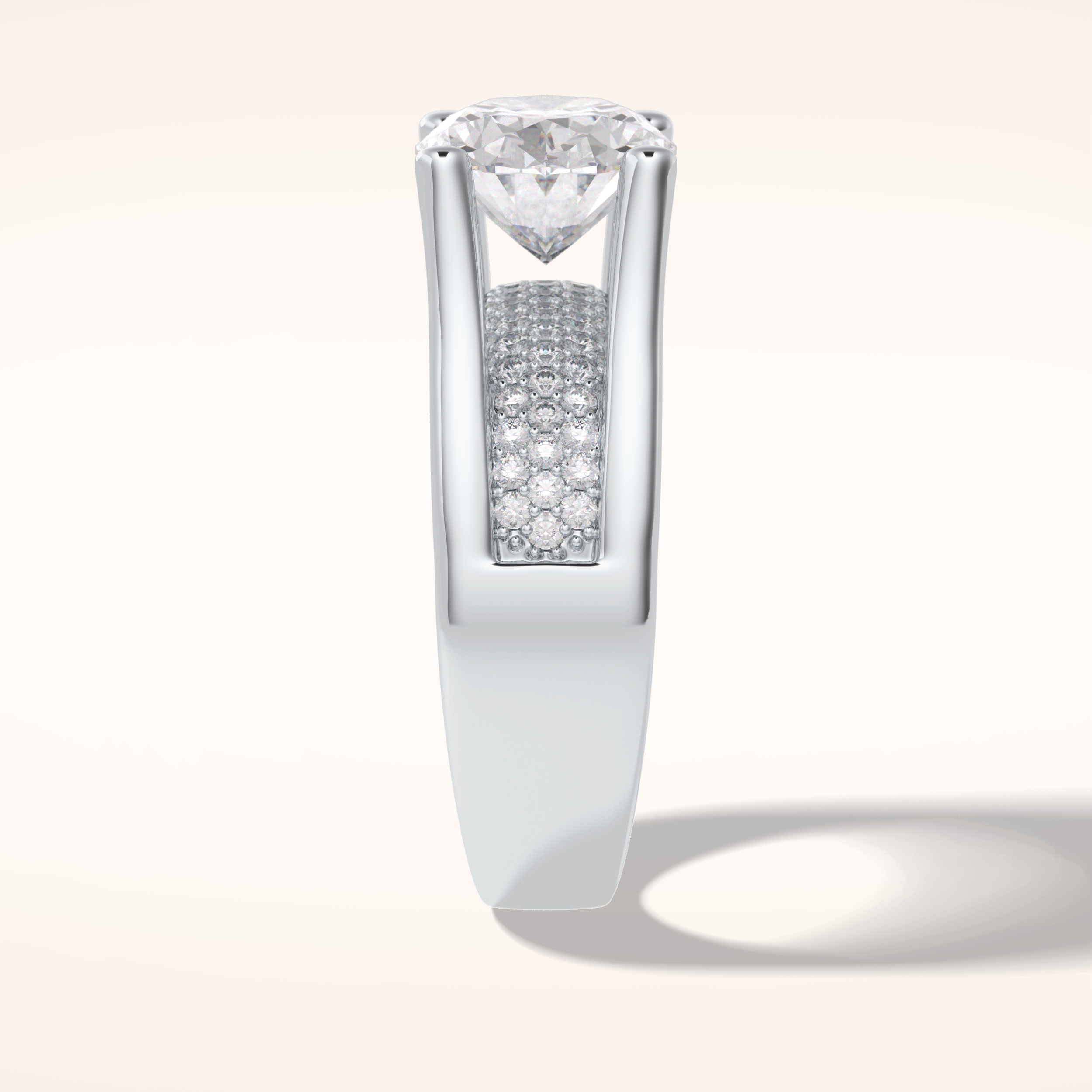 3 CT Oval Shaped Pave Moissanite Engagement Ring