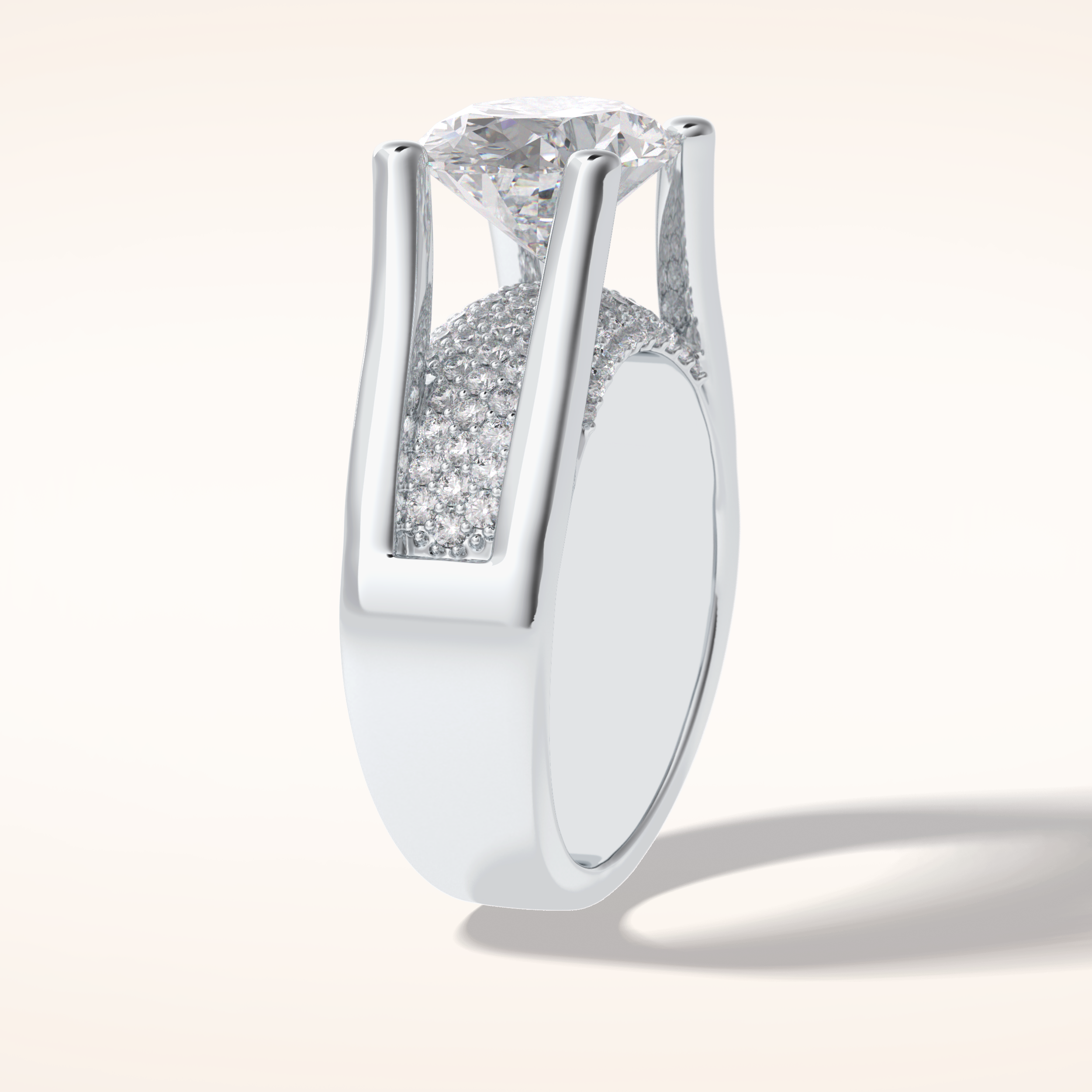 3 CT Oval Shaped Pave Moissanite Engagement Ring
