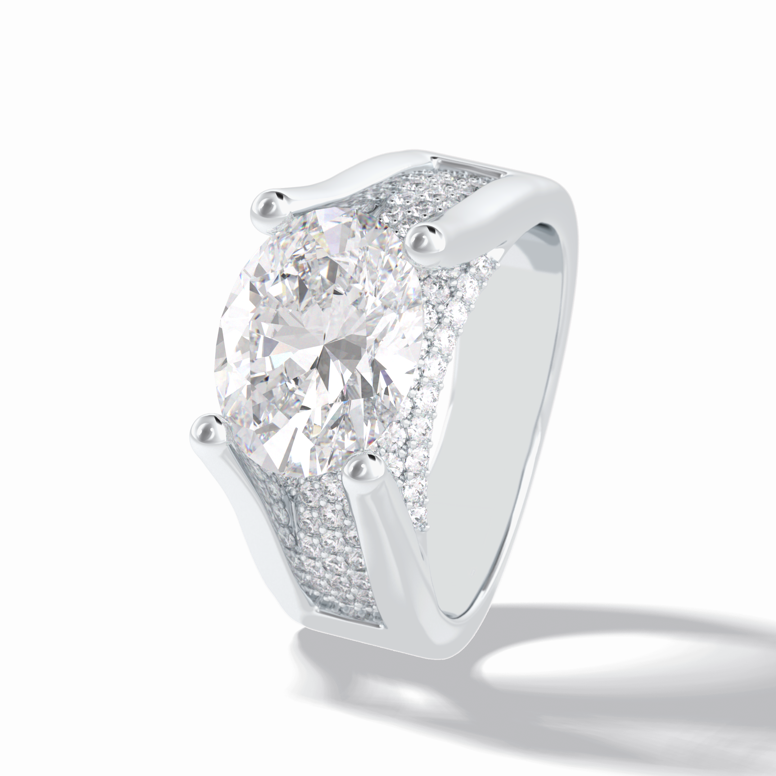 Oval Pave Lab Grown Diamond Engagement Ring