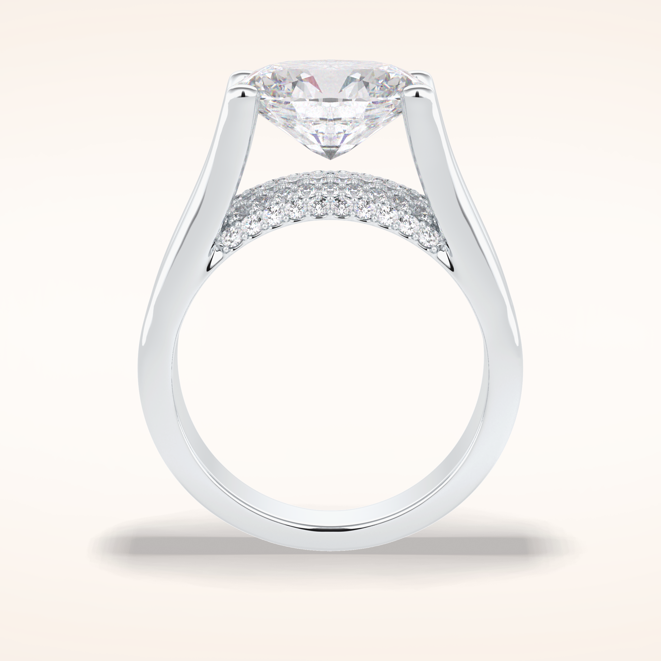3 CT Oval Shaped Pave Moissanite Engagement Ring