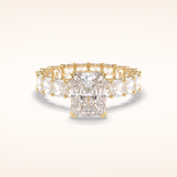3 CT Radiant Shaped Pave Moissanite Engagement Ring