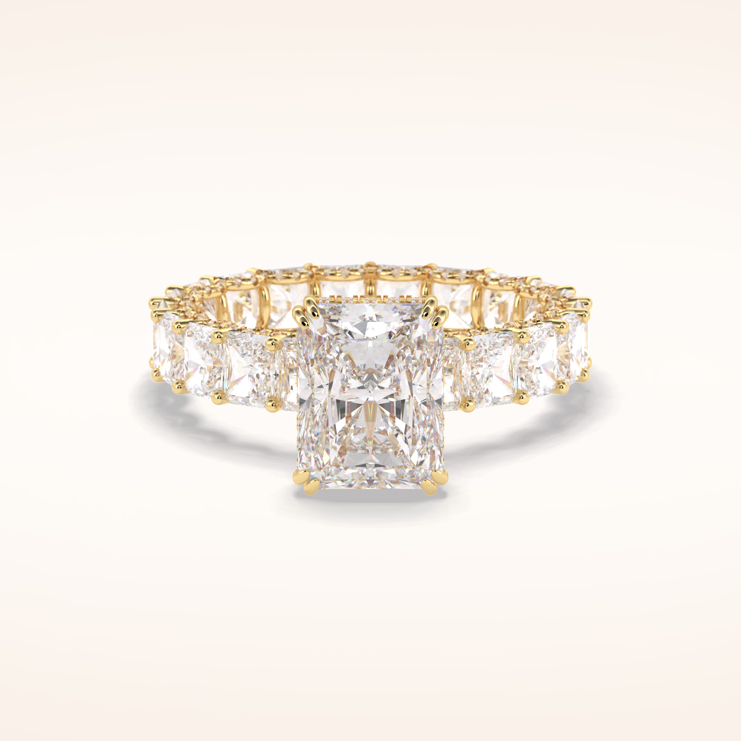 3 CT Radiant Shaped Pave Moissanite Engagement Ring