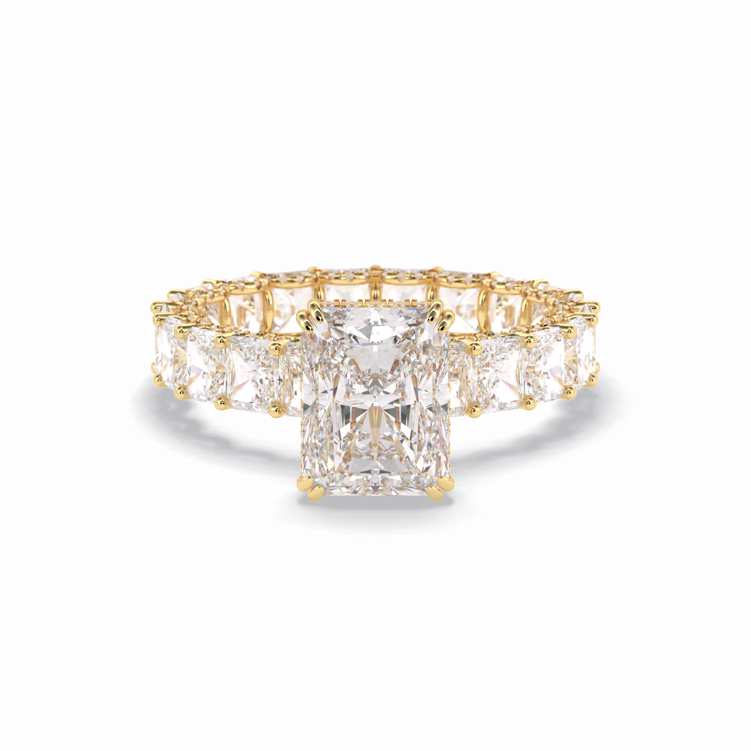 Radiant Hidden Halo & Pave Lab Grown Diamond Engagement Ring
