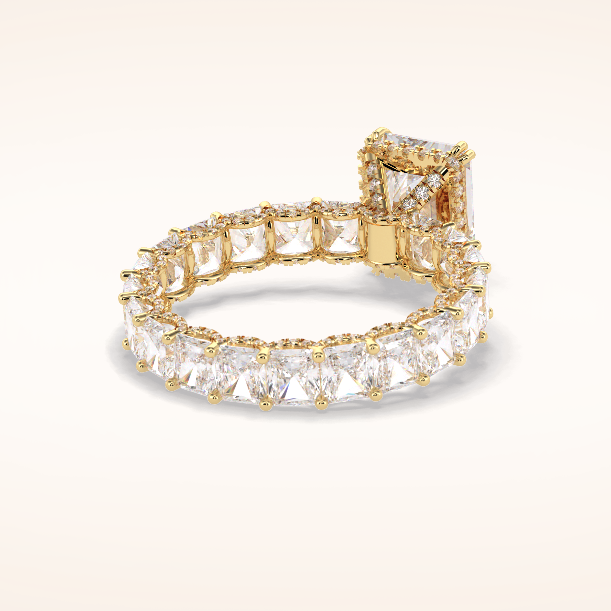 3 CT Radiant Shaped Pave Moissanite Engagement Ring