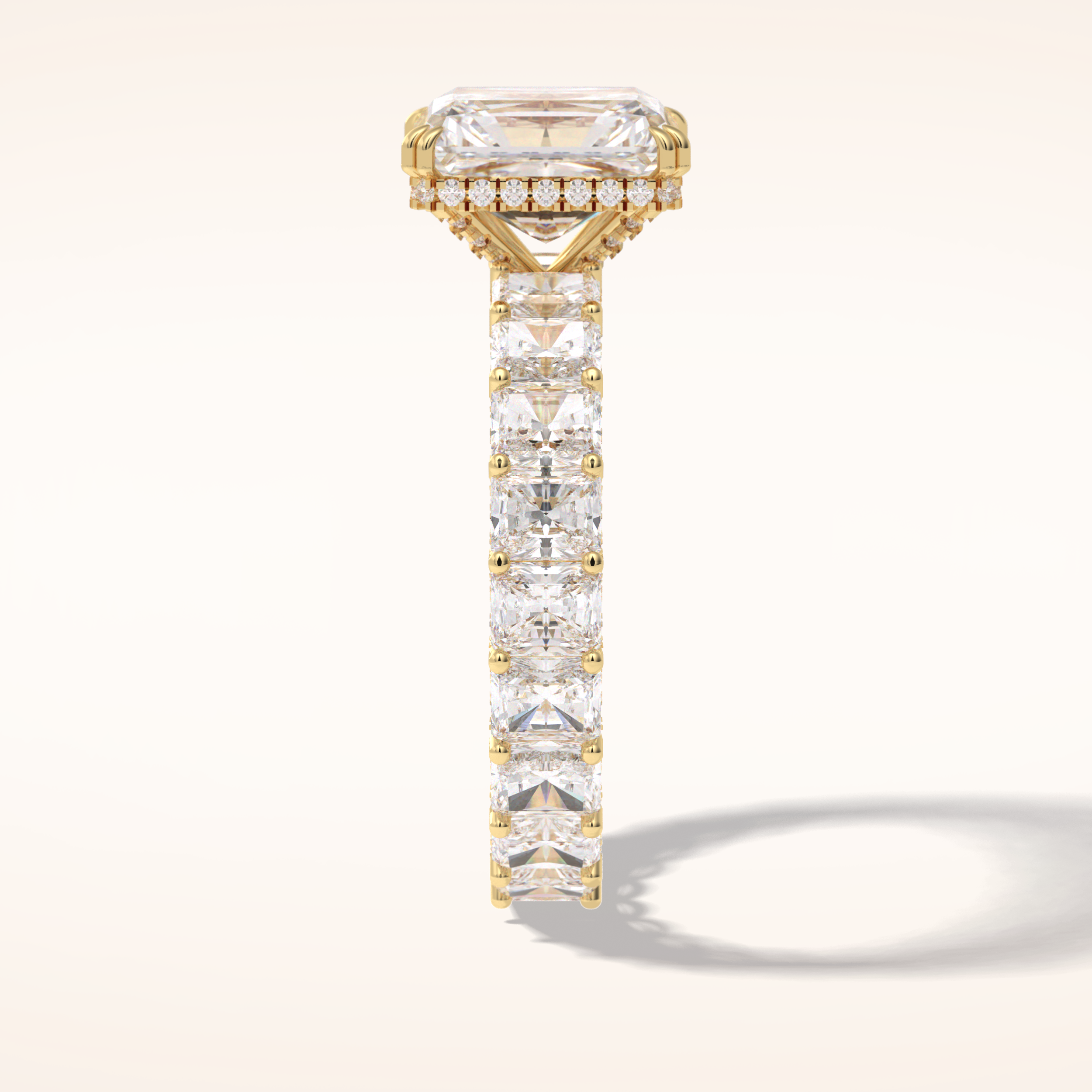 3 CT Radiant Shaped Pave Moissanite Engagement Ring