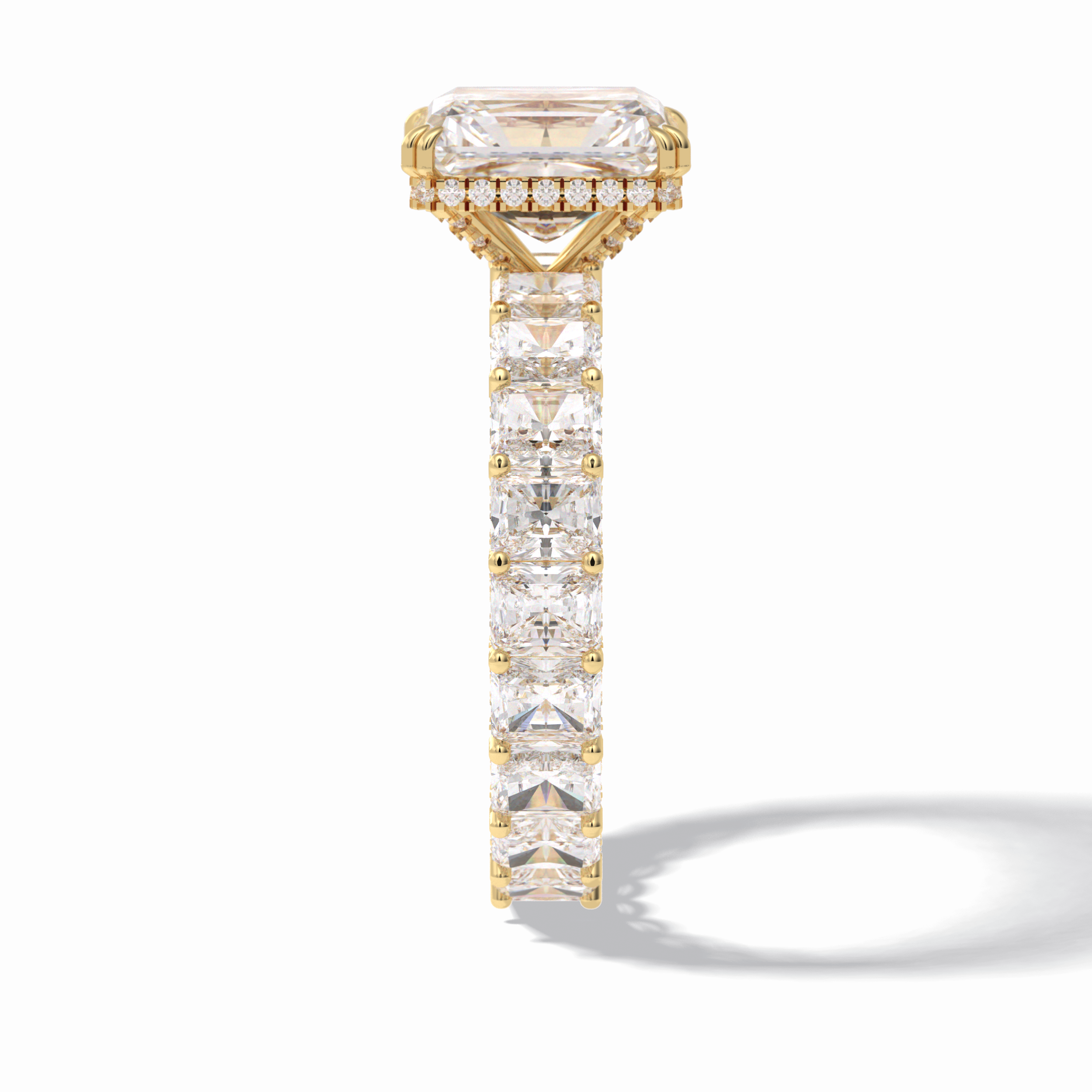 Radiant Hidden Halo & Pave Lab Grown Diamond Engagement Ring