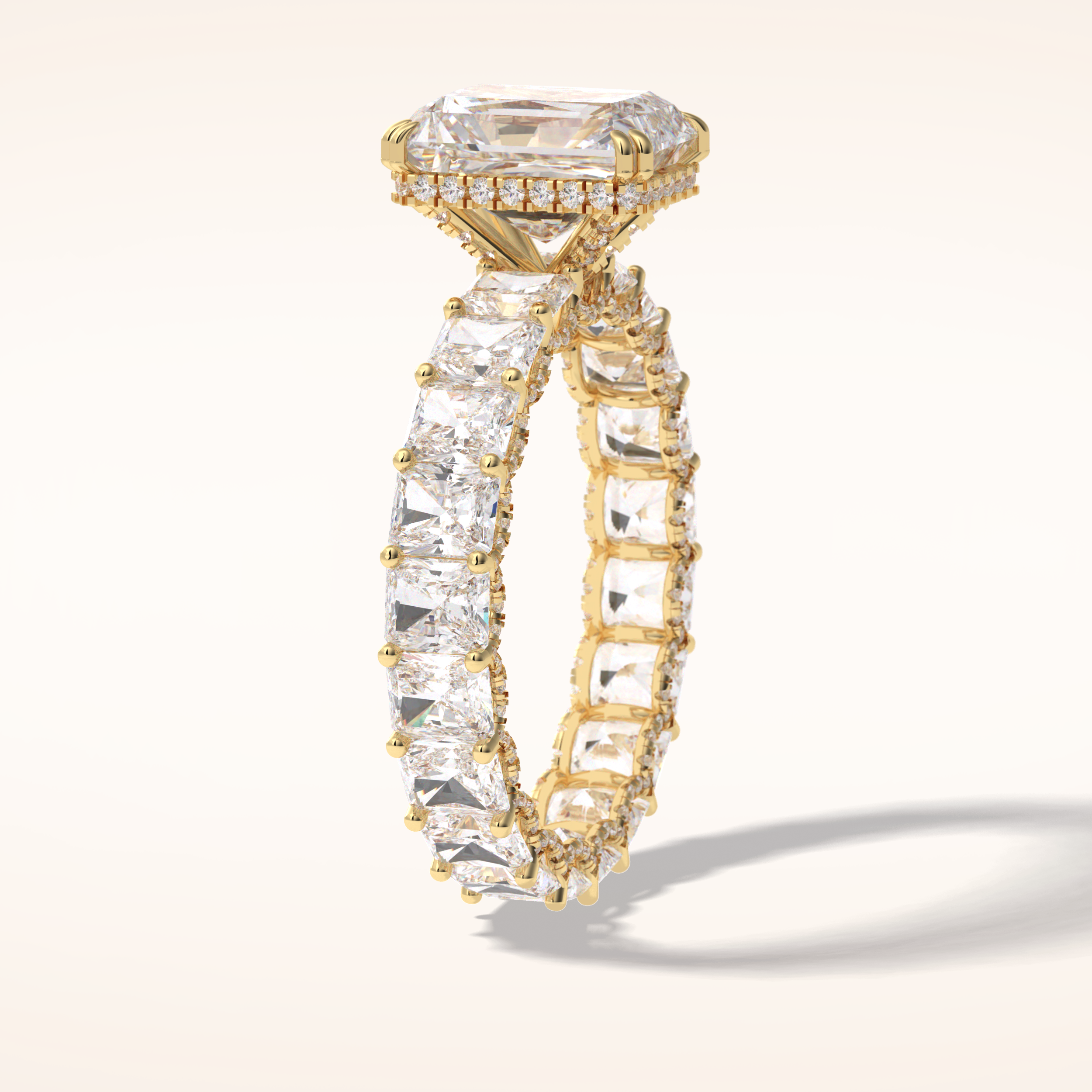 3 CT Radiant Shaped Pave Moissanite Engagement Ring