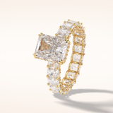 3 CT Radiant Shaped Pave Moissanite Engagement Ring