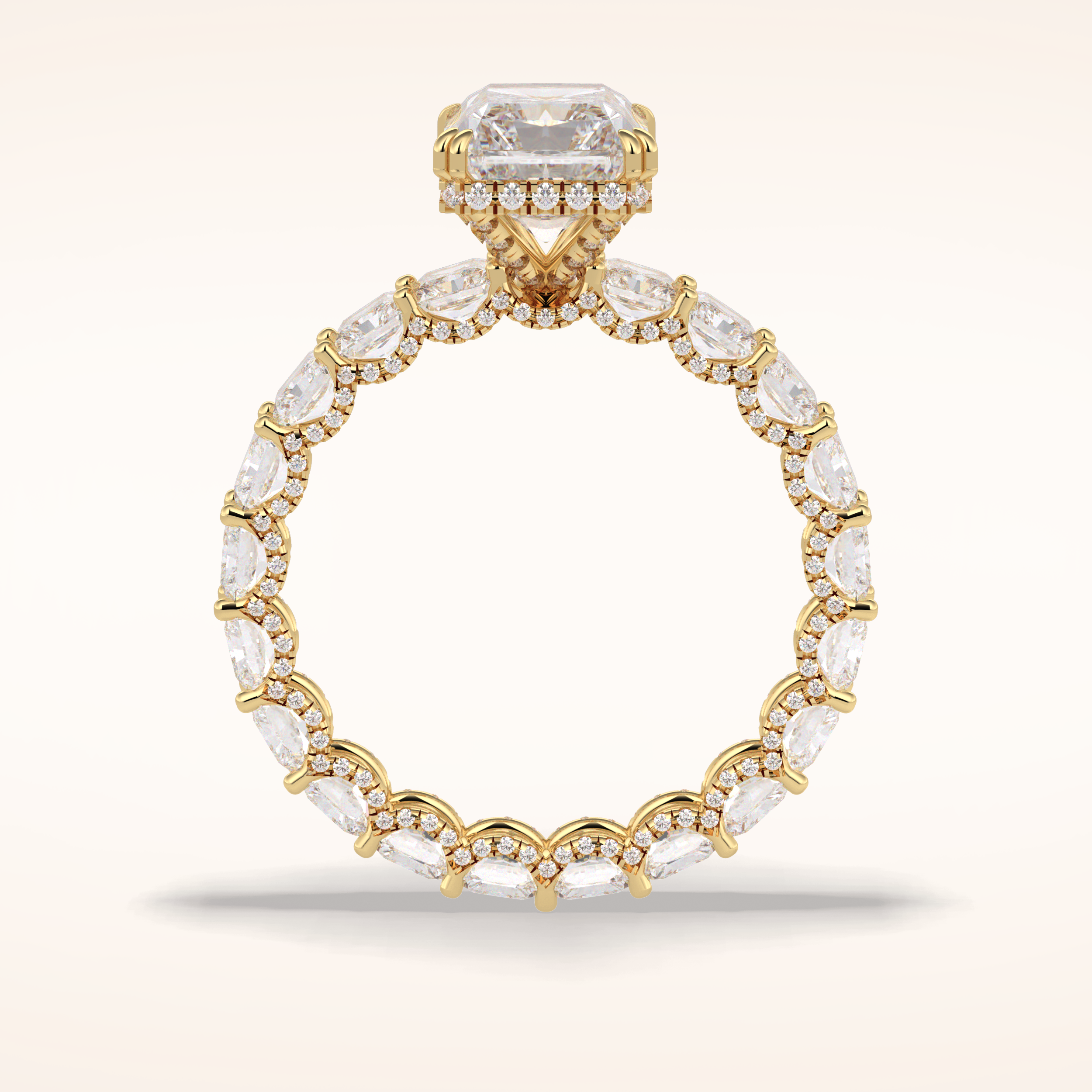 3 CT Radiant Shaped Pave Moissanite Engagement Ring
