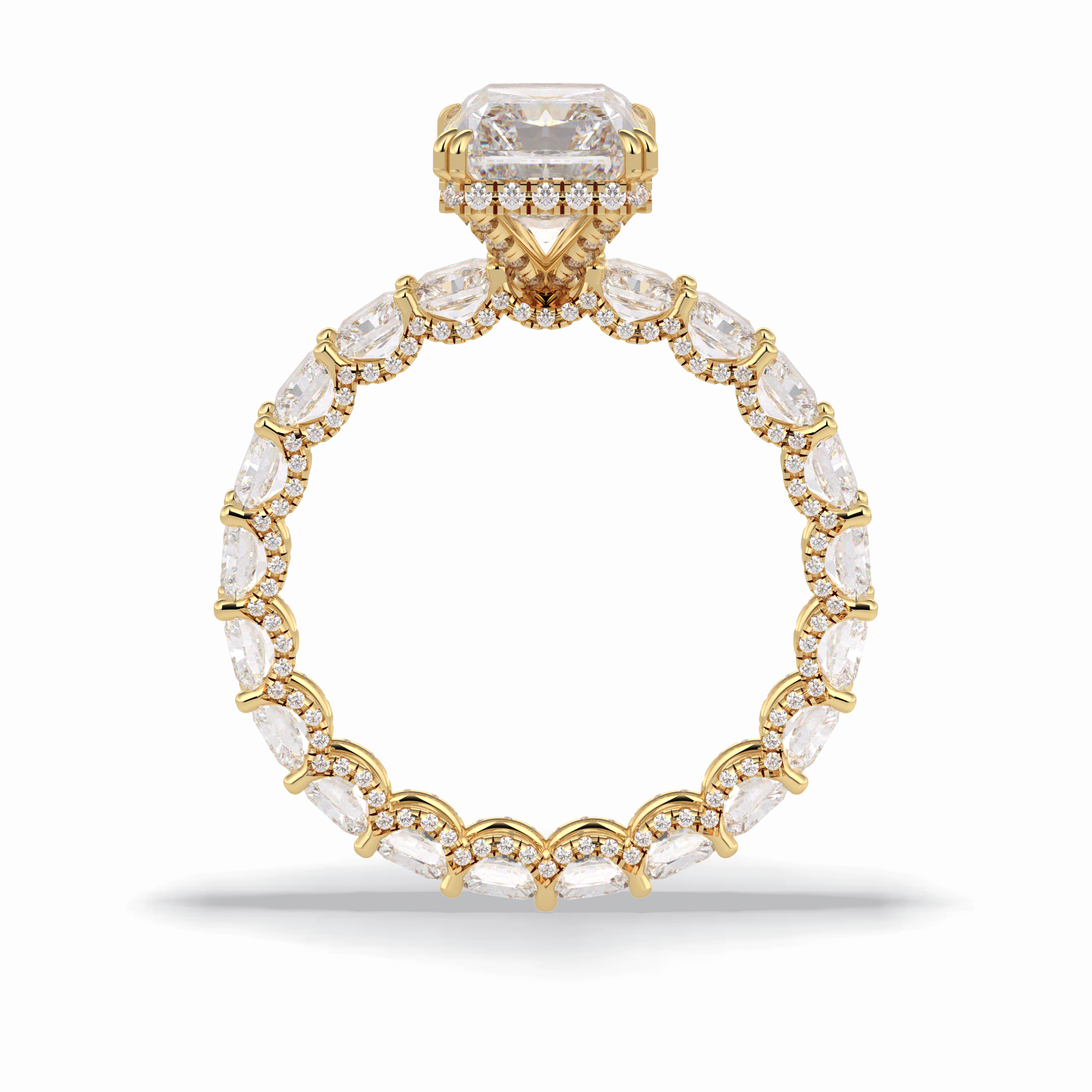 Radiant Hidden Halo & Pave Lab Grown Diamond Engagement Ring