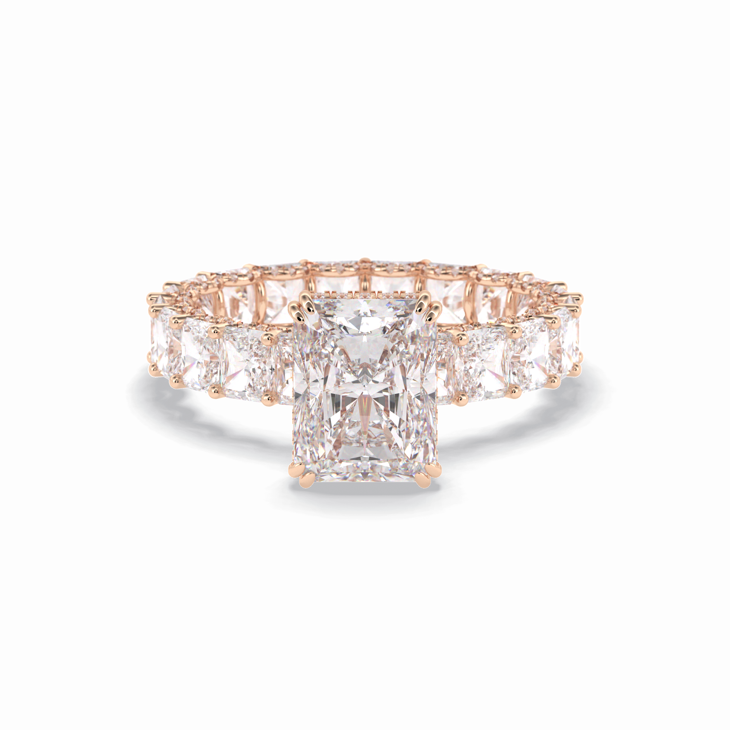 Radiant Hidden Halo & Pave Lab Grown Diamond Engagement Ring