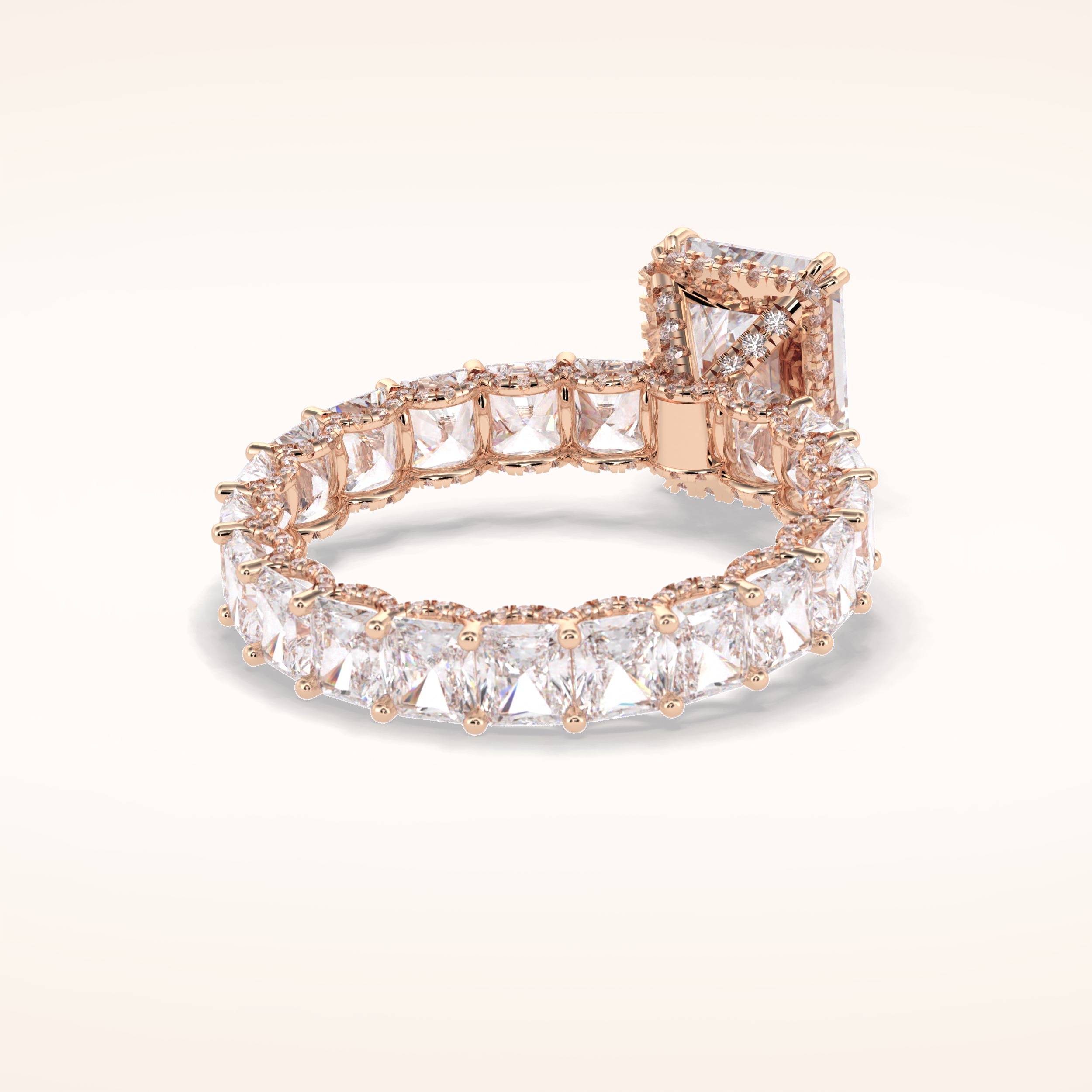 3 CT Radiant Shaped Pave Moissanite Engagement Ring