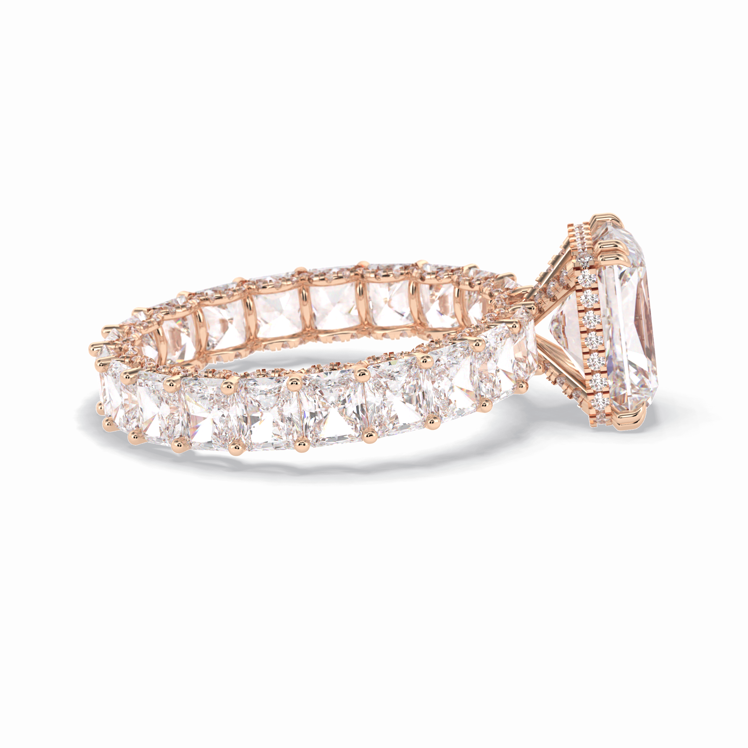 Radiant Hidden Halo & Pave Lab Grown Diamond Engagement Ring