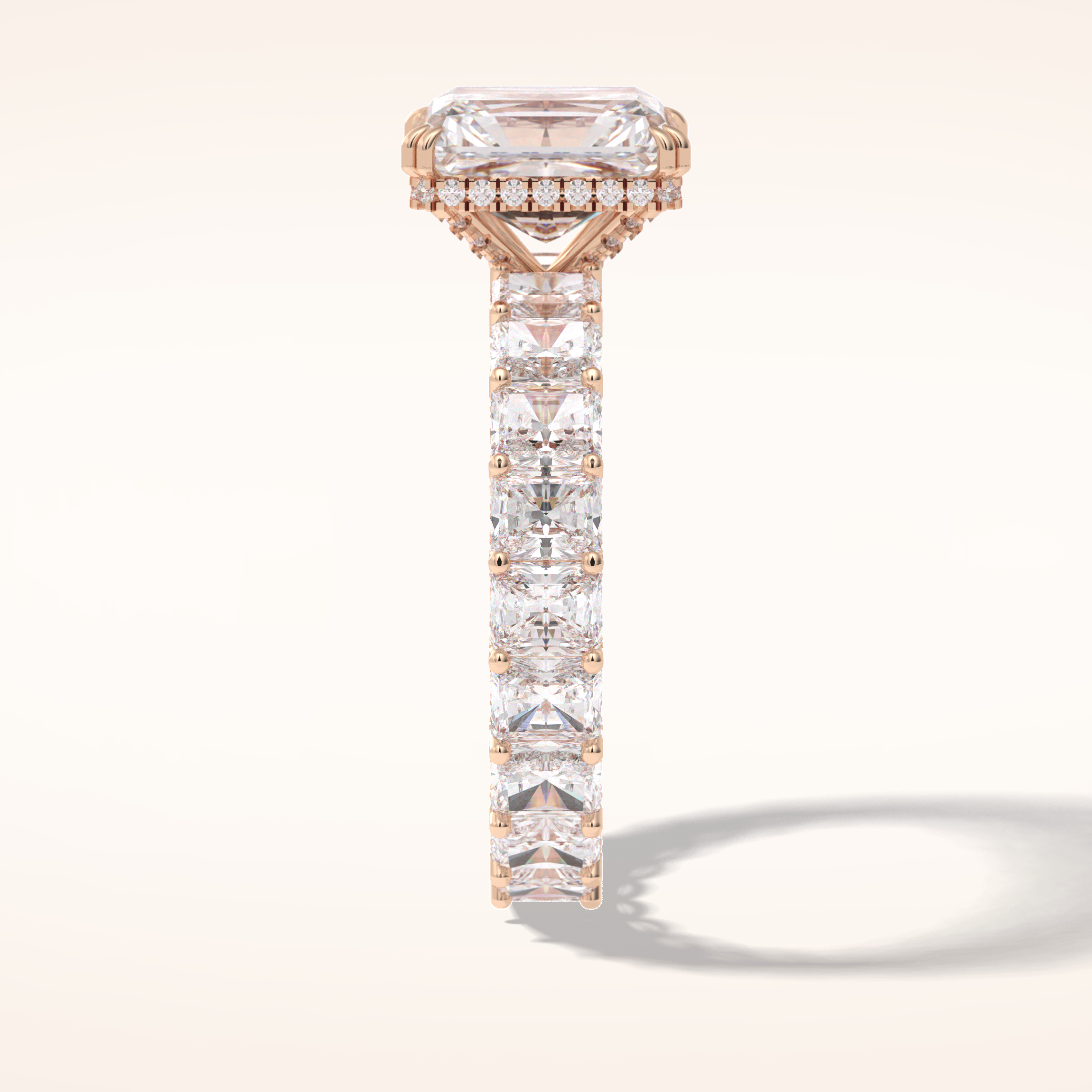 3 CT Radiant Shaped Pave Moissanite Engagement Ring