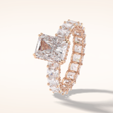 3 CT Radiant Shaped Pave Moissanite Engagement Ring