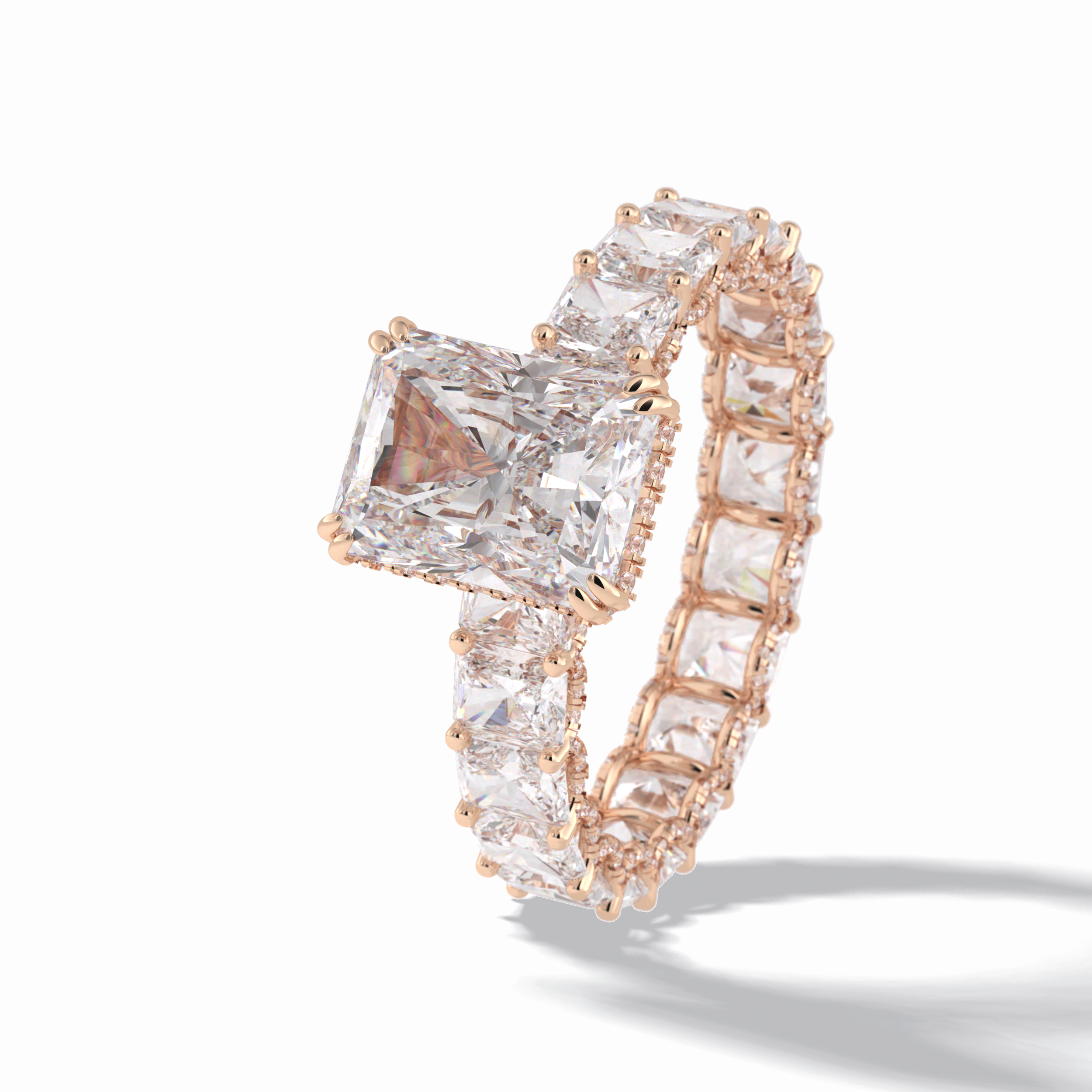 Radiant Hidden Halo & Pave Lab Grown Diamond Engagement Ring