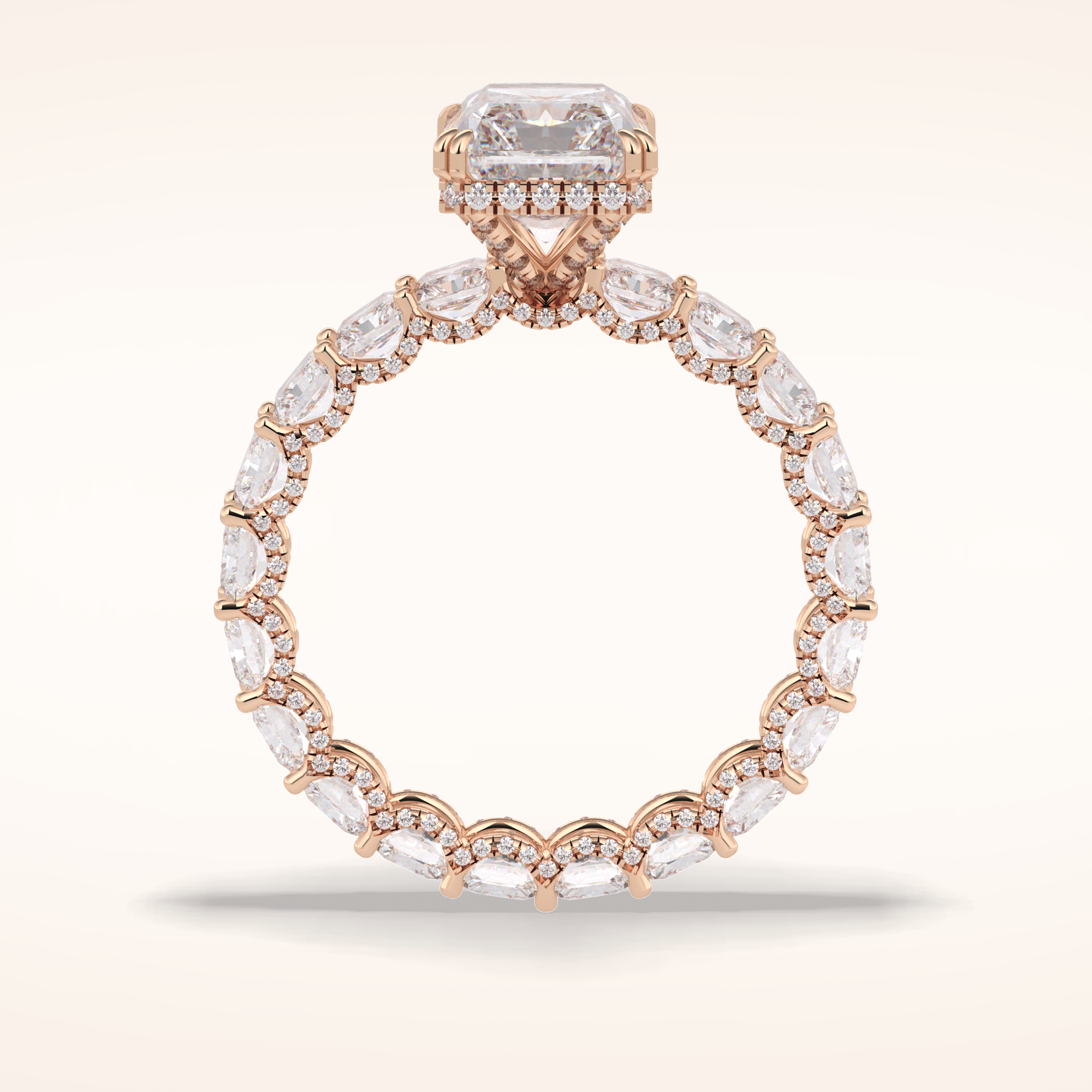 3 CT Radiant Shaped Pave Moissanite Engagement Ring