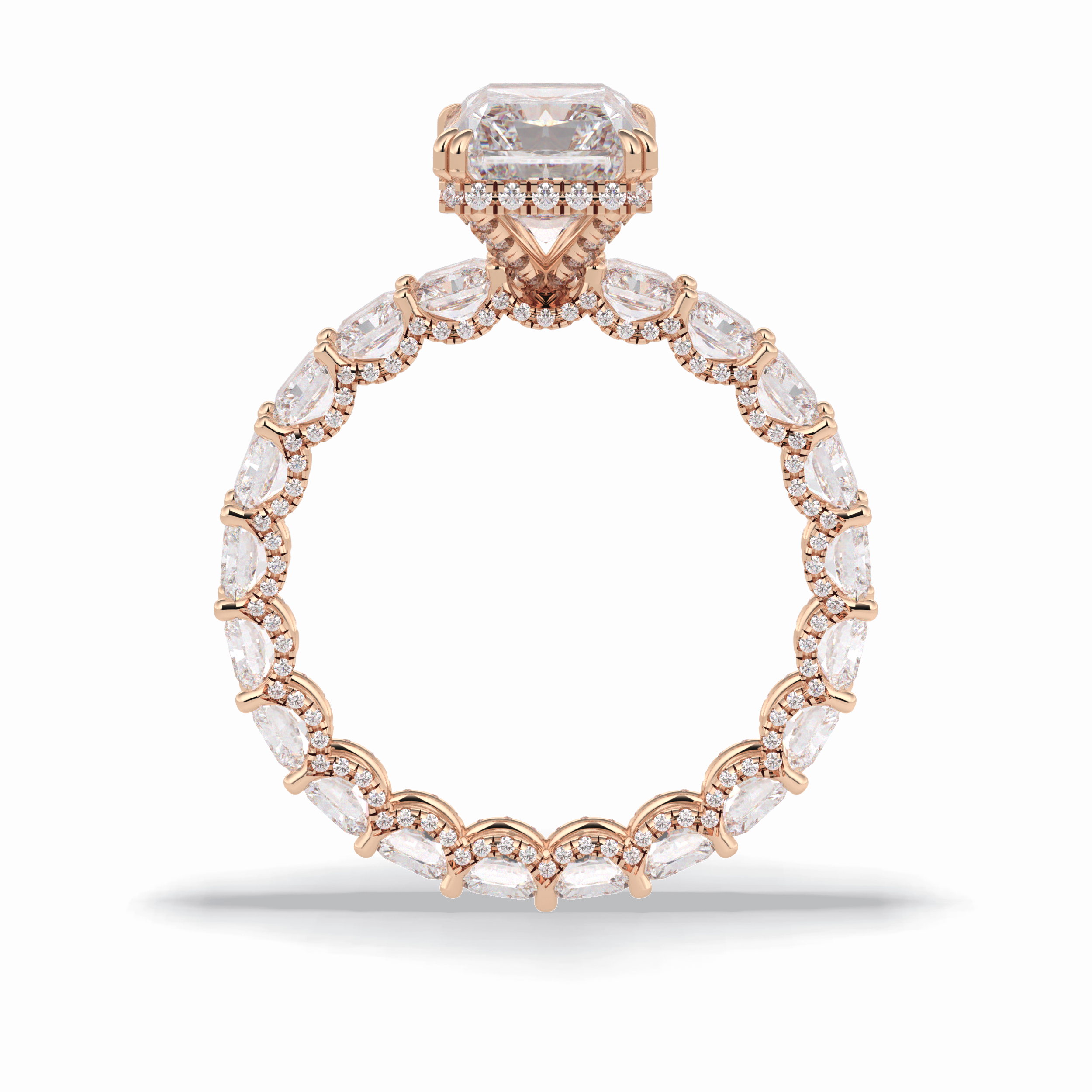 Radiant Hidden Halo & Pave Lab Grown Diamond Engagement Ring