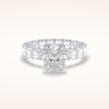3 CT Radiant Shaped Pave Moissanite Engagement Ring