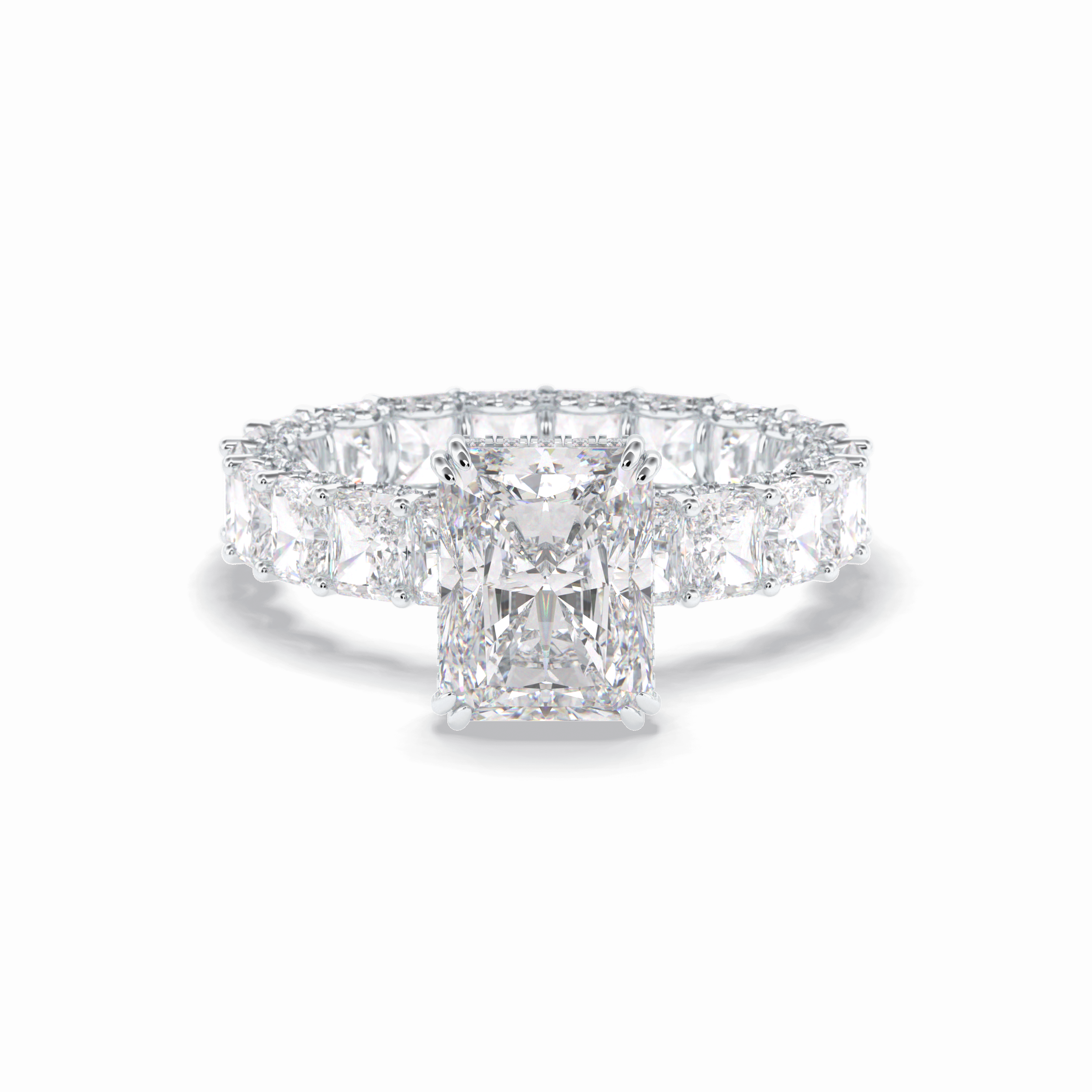 Radiant Hidden Halo & Pave Lab Grown Diamond Engagement Ring