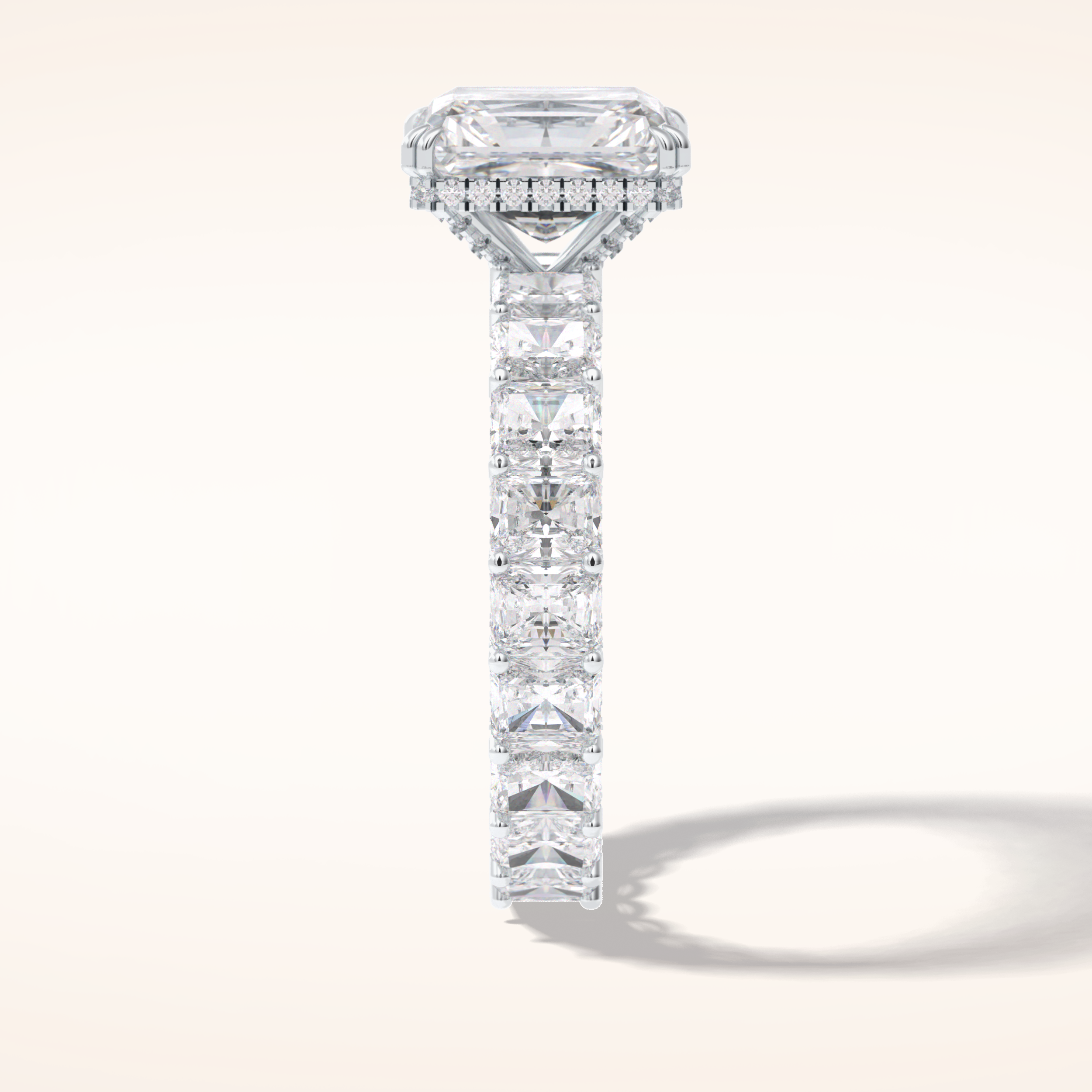3 CT Radiant Shaped Pave Moissanite Engagement Ring