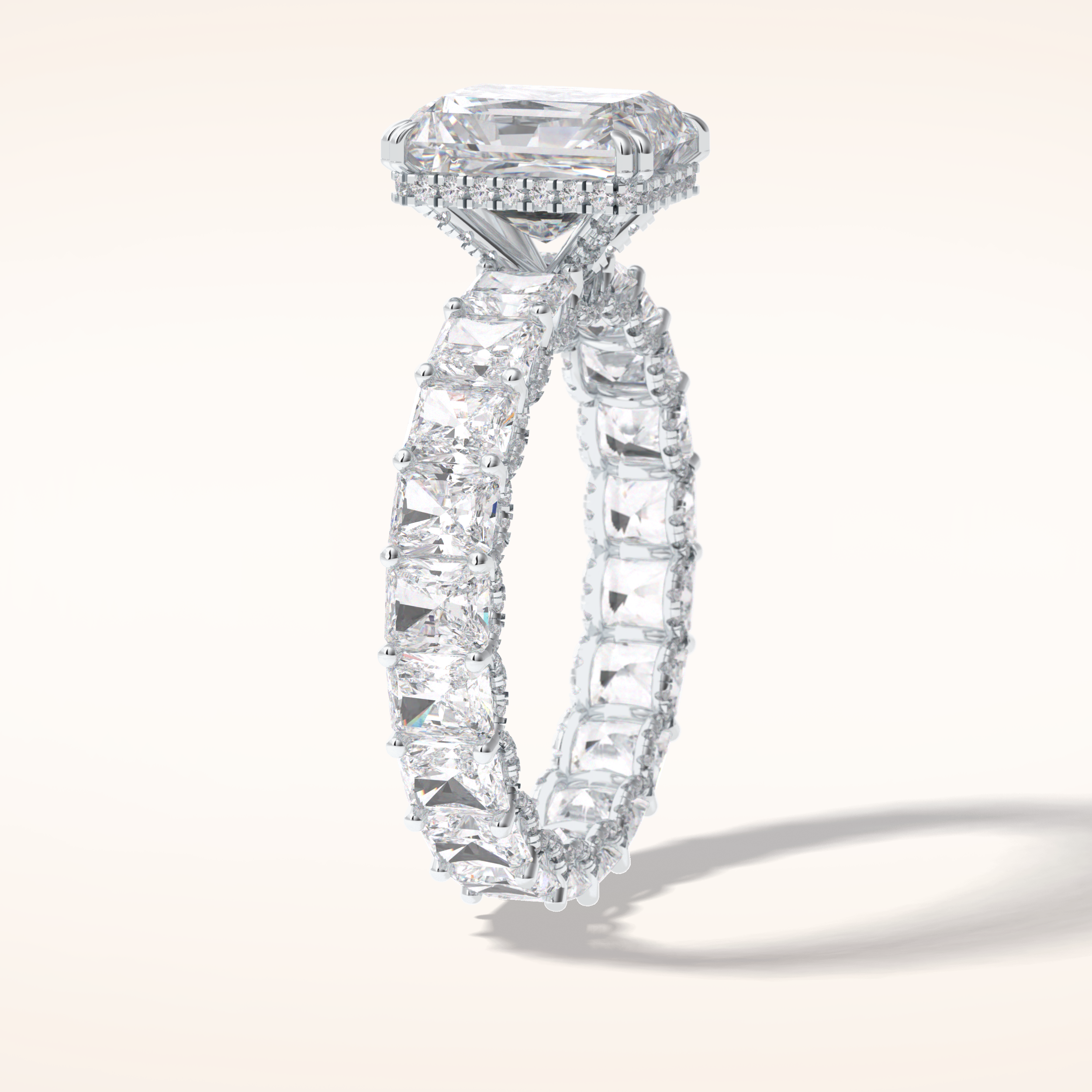 3 CT Radiant Shaped Pave Moissanite Engagement Ring