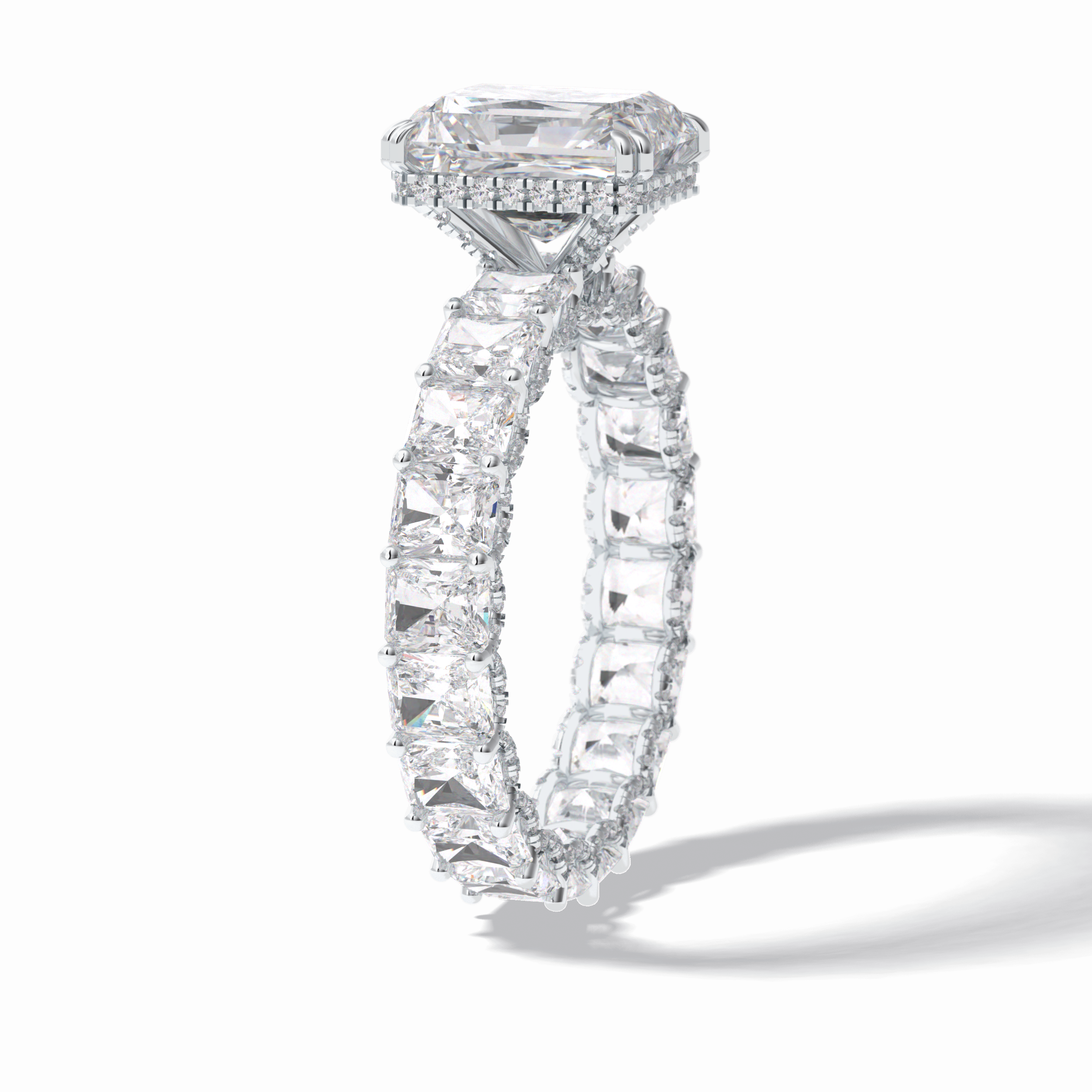 Radiant Hidden Halo & Pave Lab Grown Diamond Engagement Ring