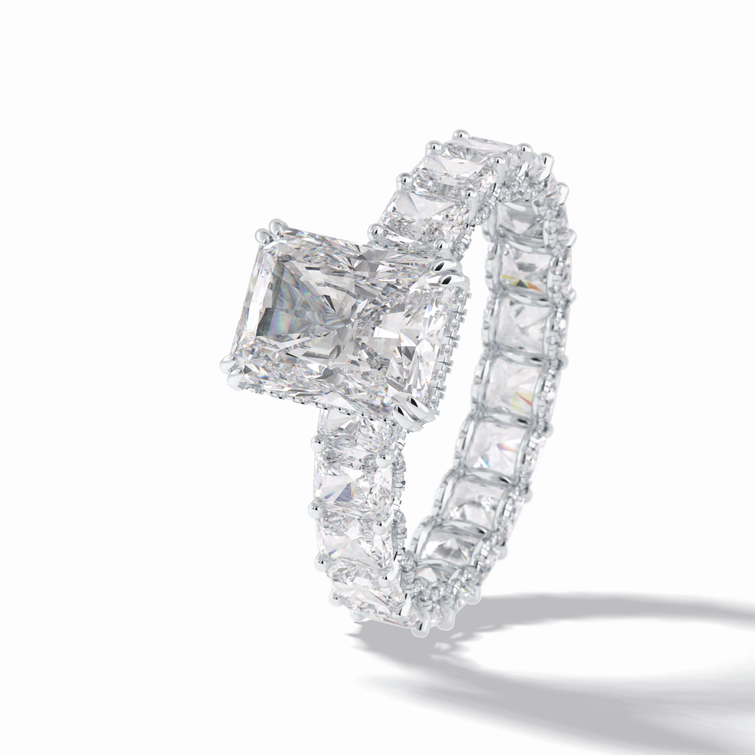 Radiant Hidden Halo & Pave Lab Grown Diamond Engagement Ring