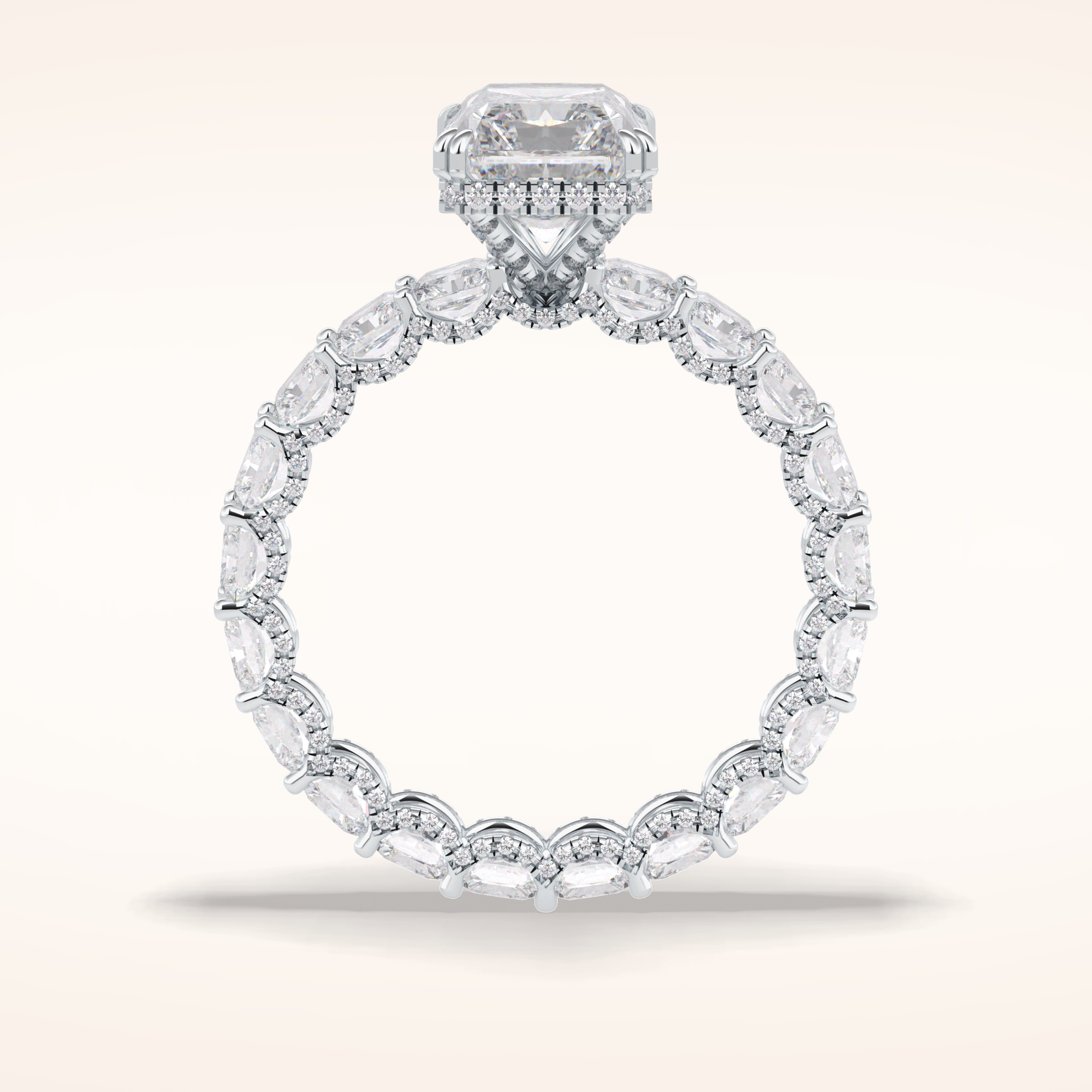 3 CT Radiant Shaped Pave Moissanite Engagement Ring