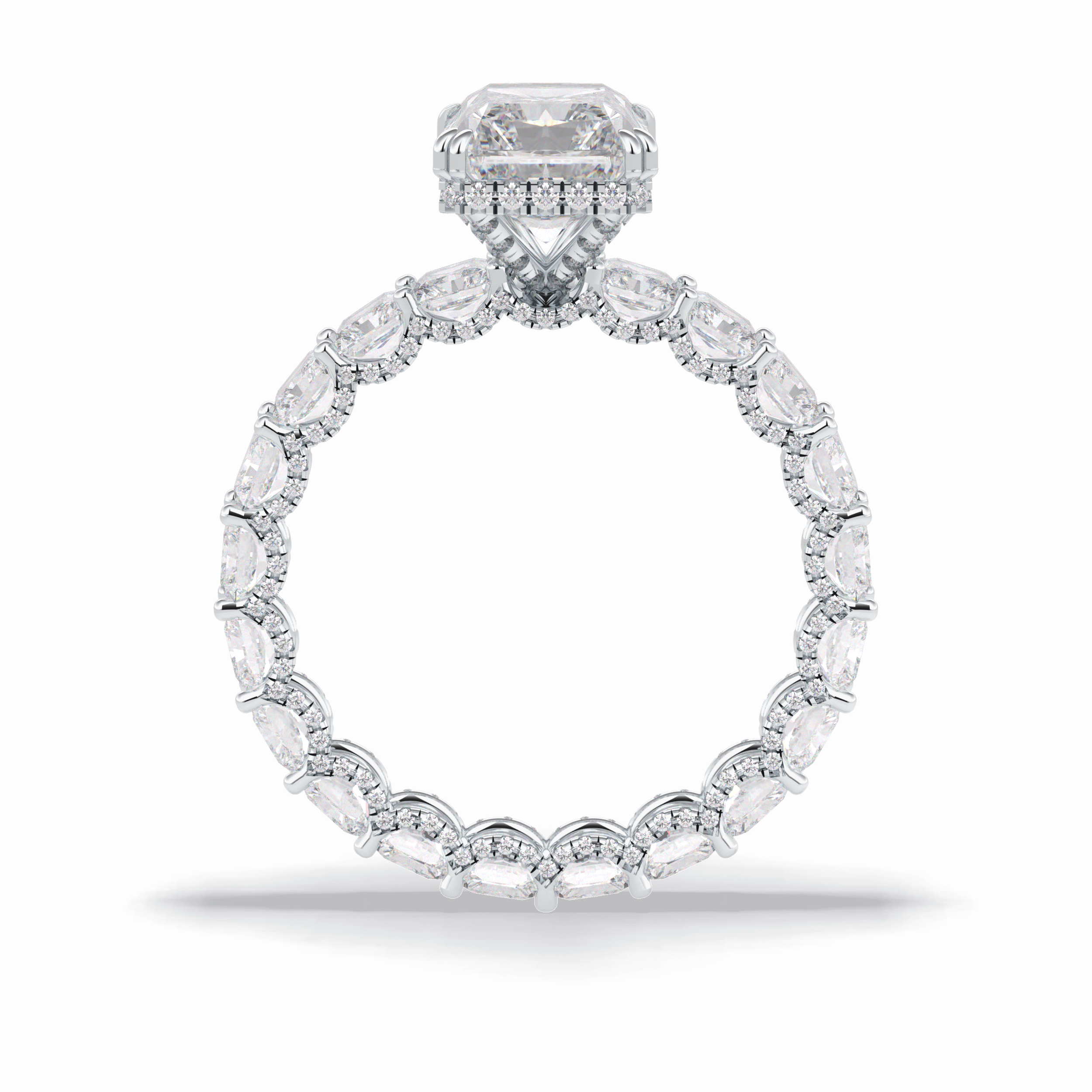 Radiant Hidden Halo & Pave Lab Grown Diamond Engagement Ring