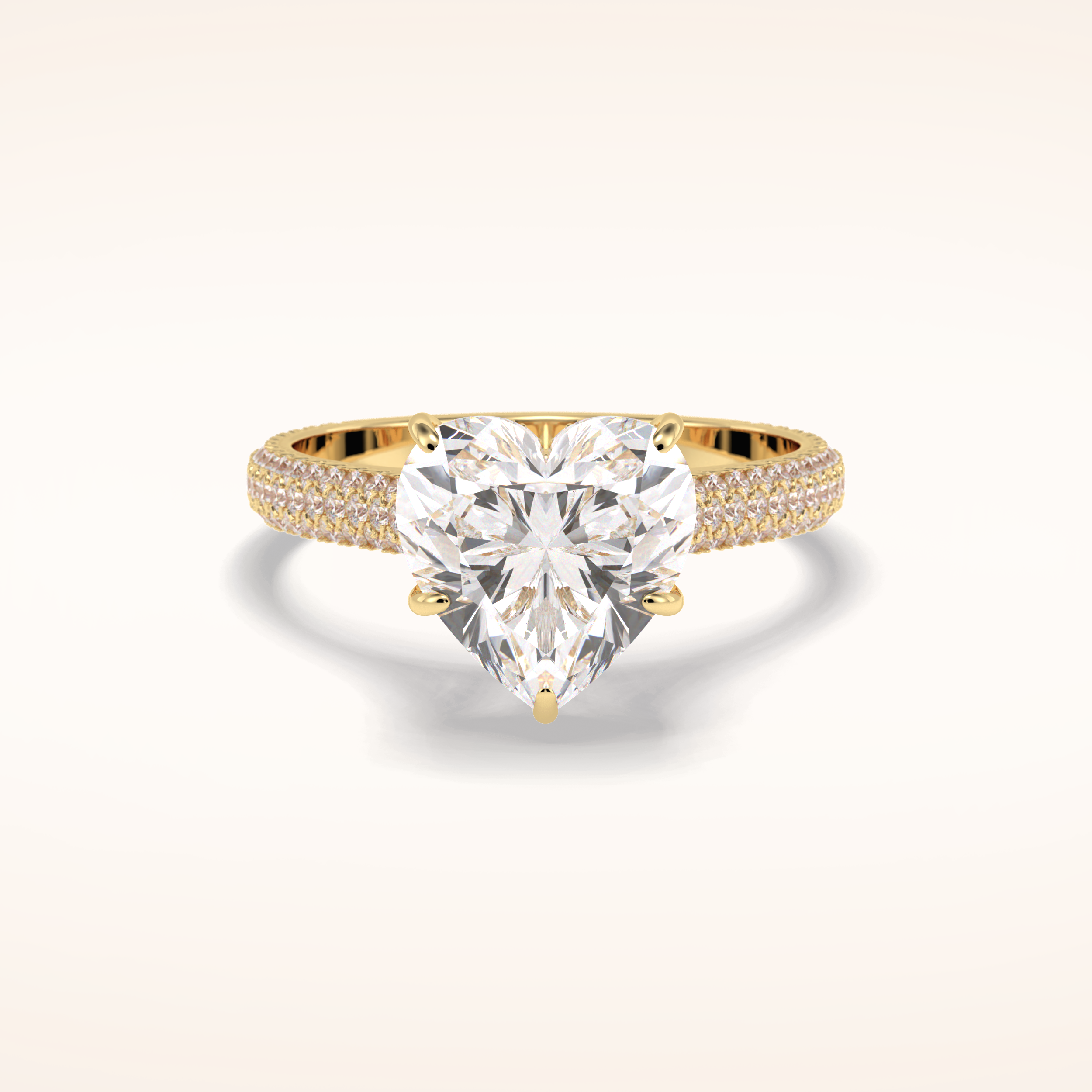 3 CT Heart Shaped Pave Moissanite Engagement Ring